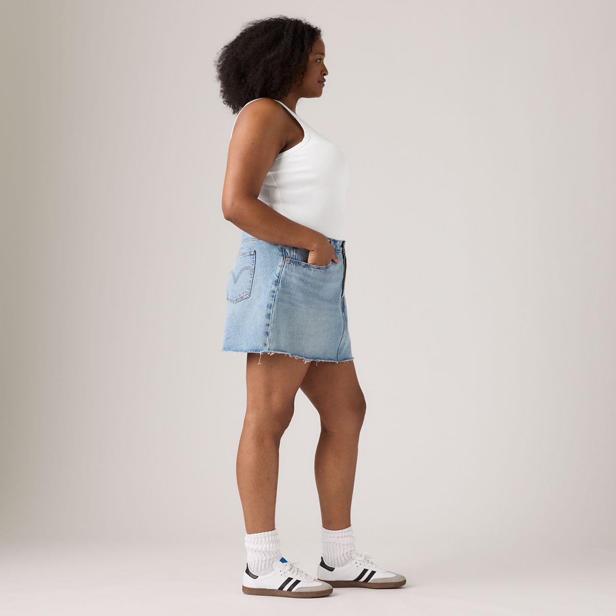 Icon Skirt (Plus Size) — Woven Minutes - Medium Wash