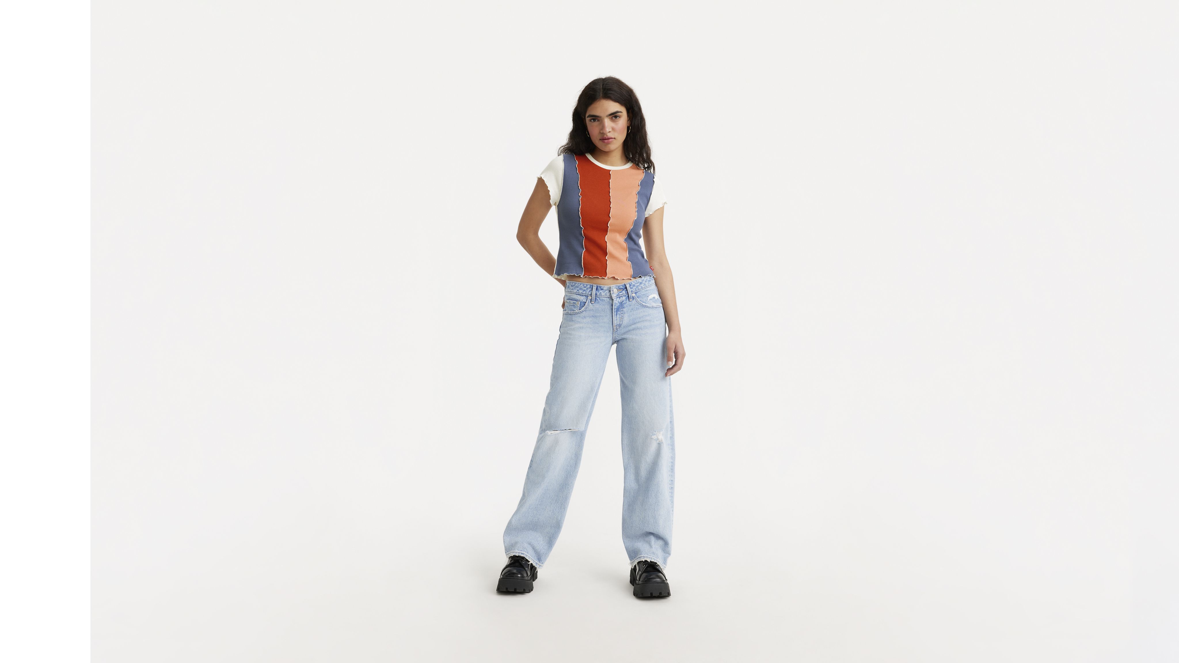 Jean ample taille basse pour femme 1