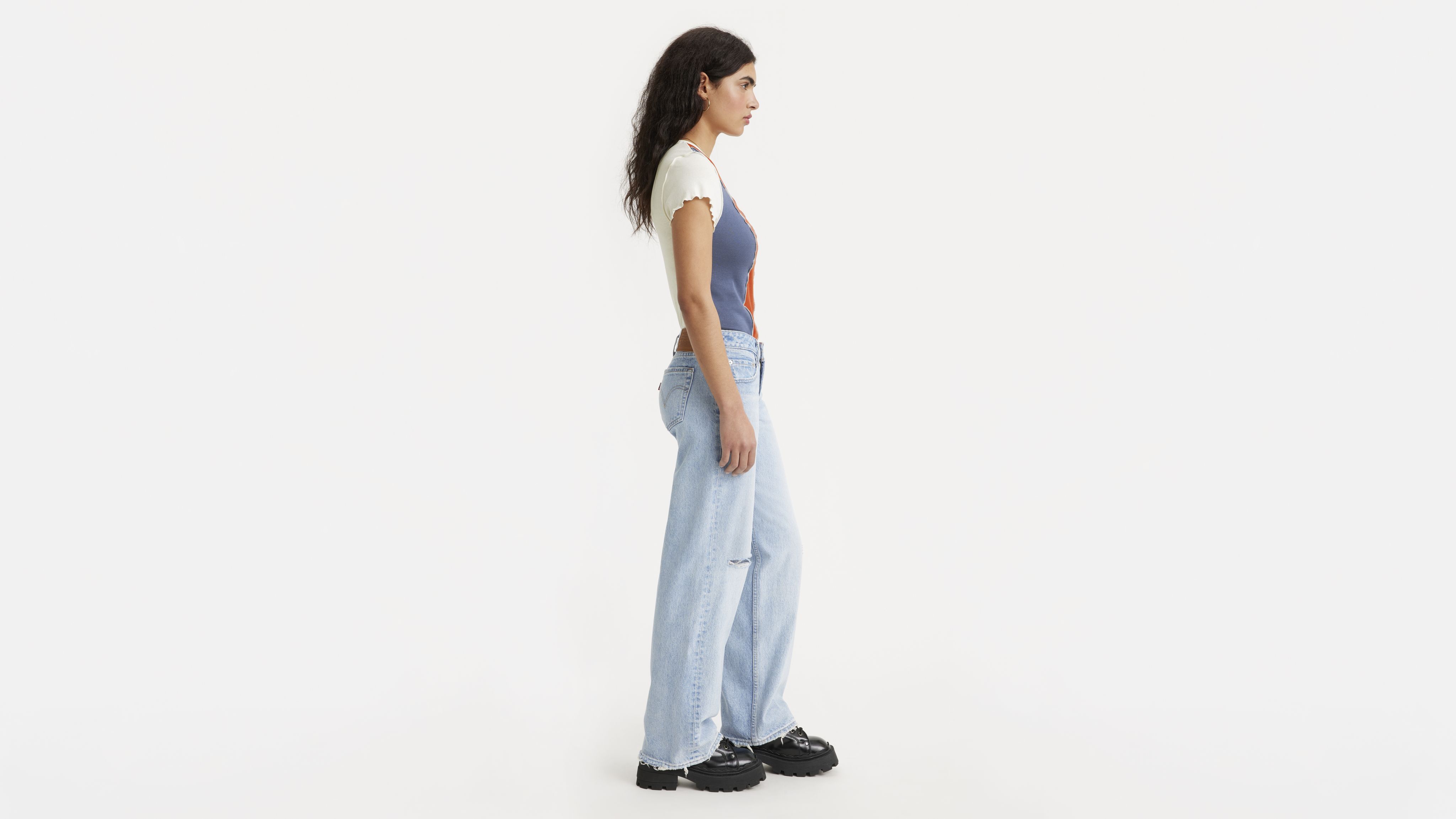 Jean ample taille basse pour femme 4