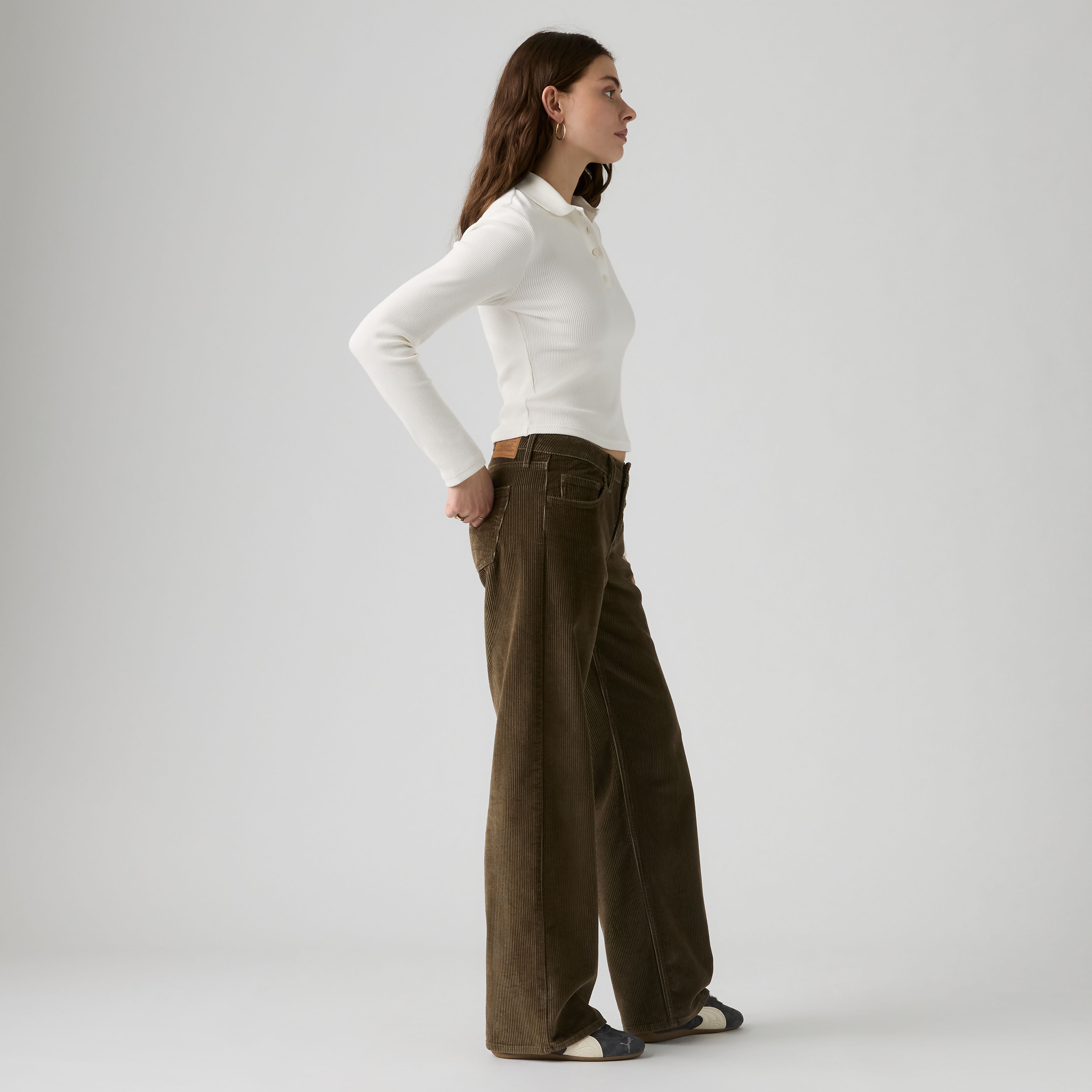 Low Loose Corduroy Pants 4