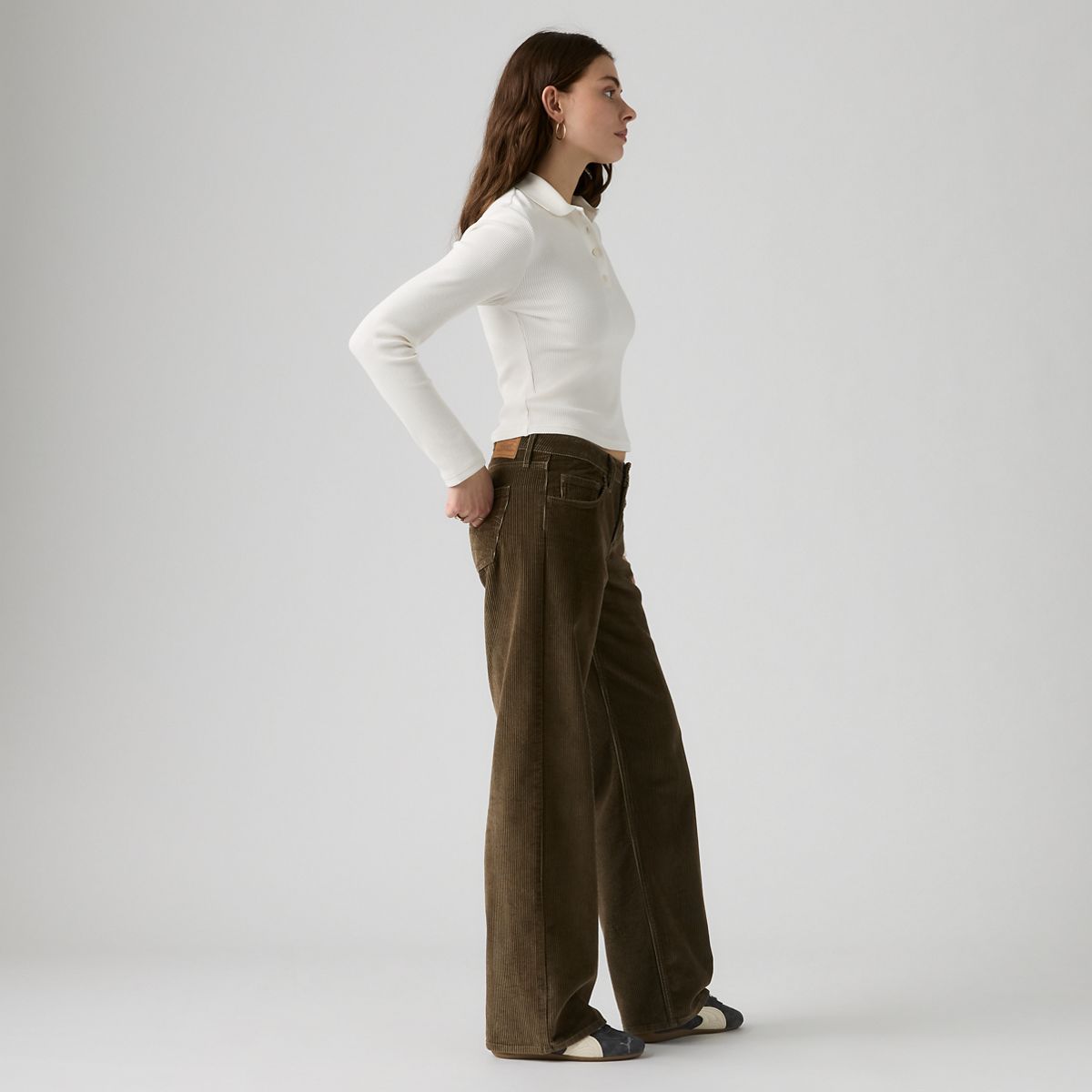 Low Loose Corduroy Pants — Canteen - Brown