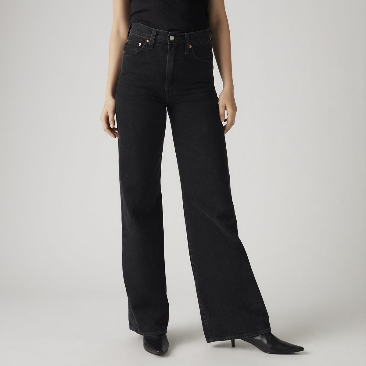Ribcage Wide-Leg Women's Jeans — Rosie Posie - Black