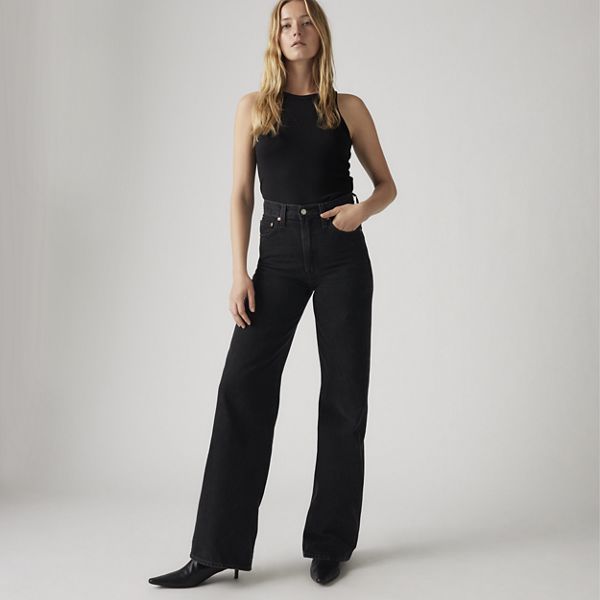Ribcage Wide-Leg Women's Jeans — Rosie Posie - Black