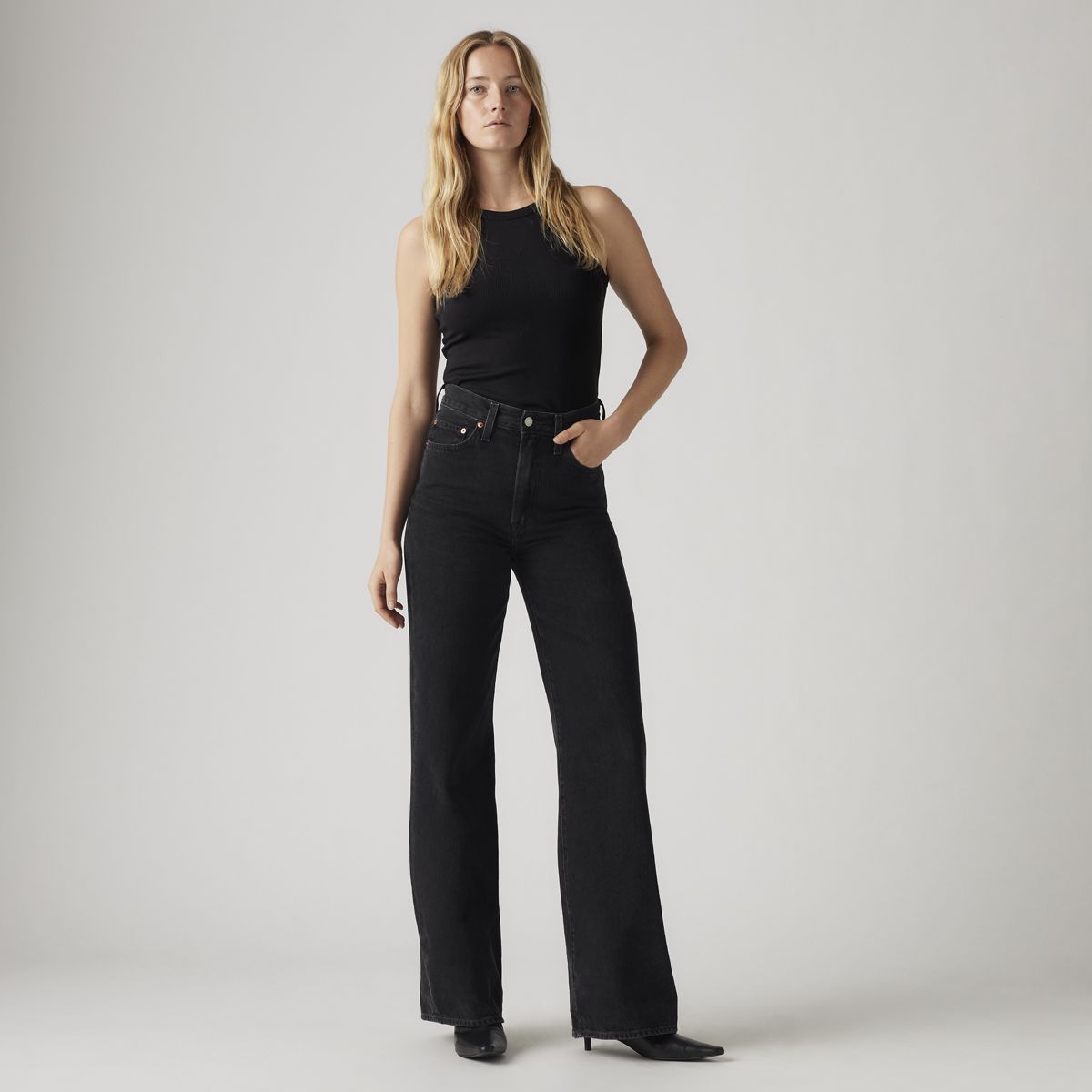 Ribcage Wide-Leg Women's Jeans — Rosie Posie - Black