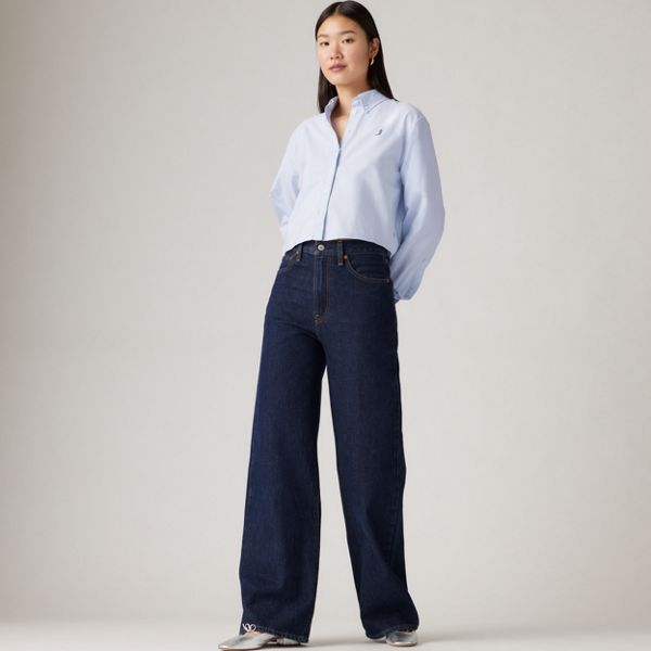 Ribcage Wide-Leg Women's Jeans — Shaded View - Dark Wash