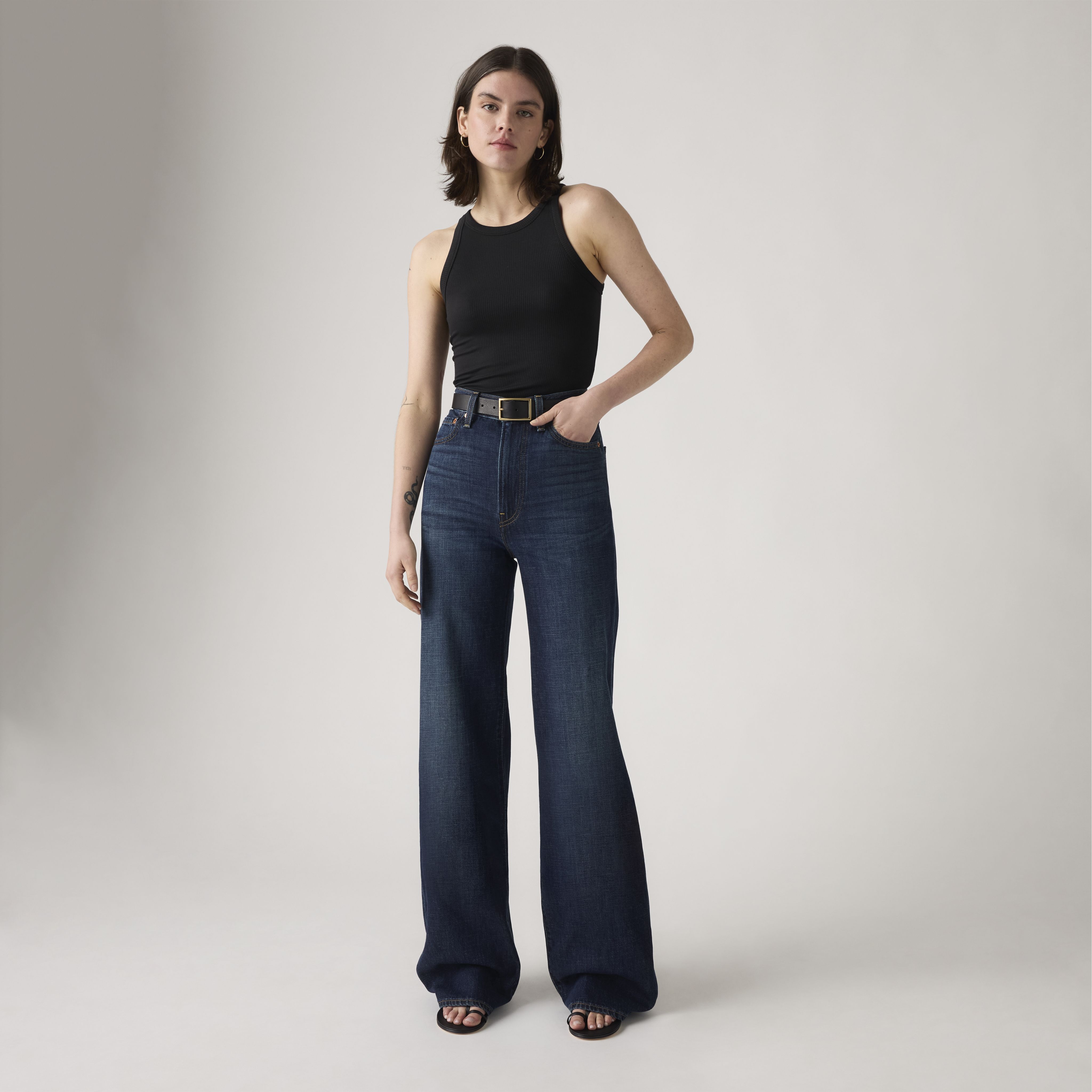 Ribcage Wide-Leg Linen+ Denim Women's Jeans 1