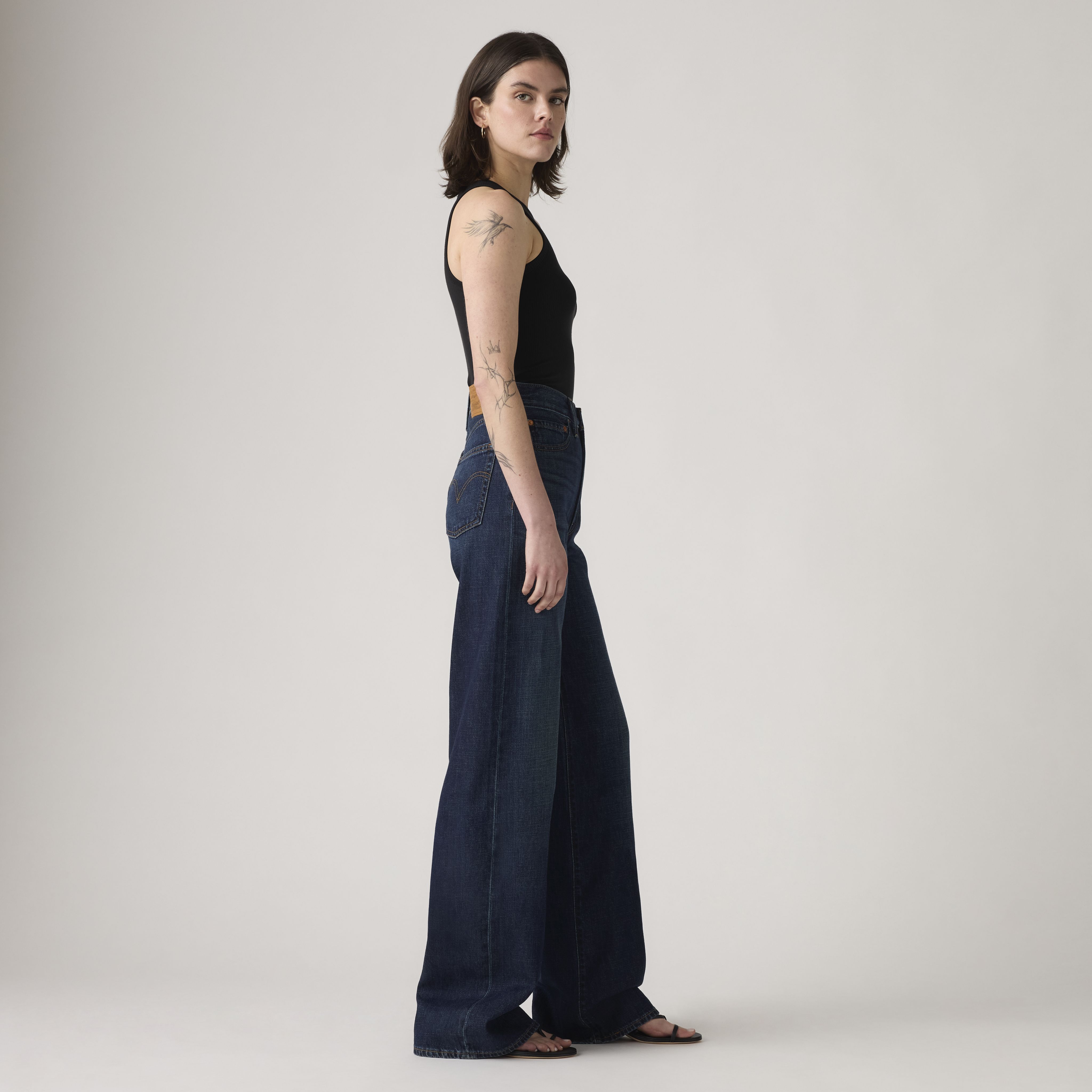 Ribcage Wide-Leg Linen+ Denim Women's Jeans 4