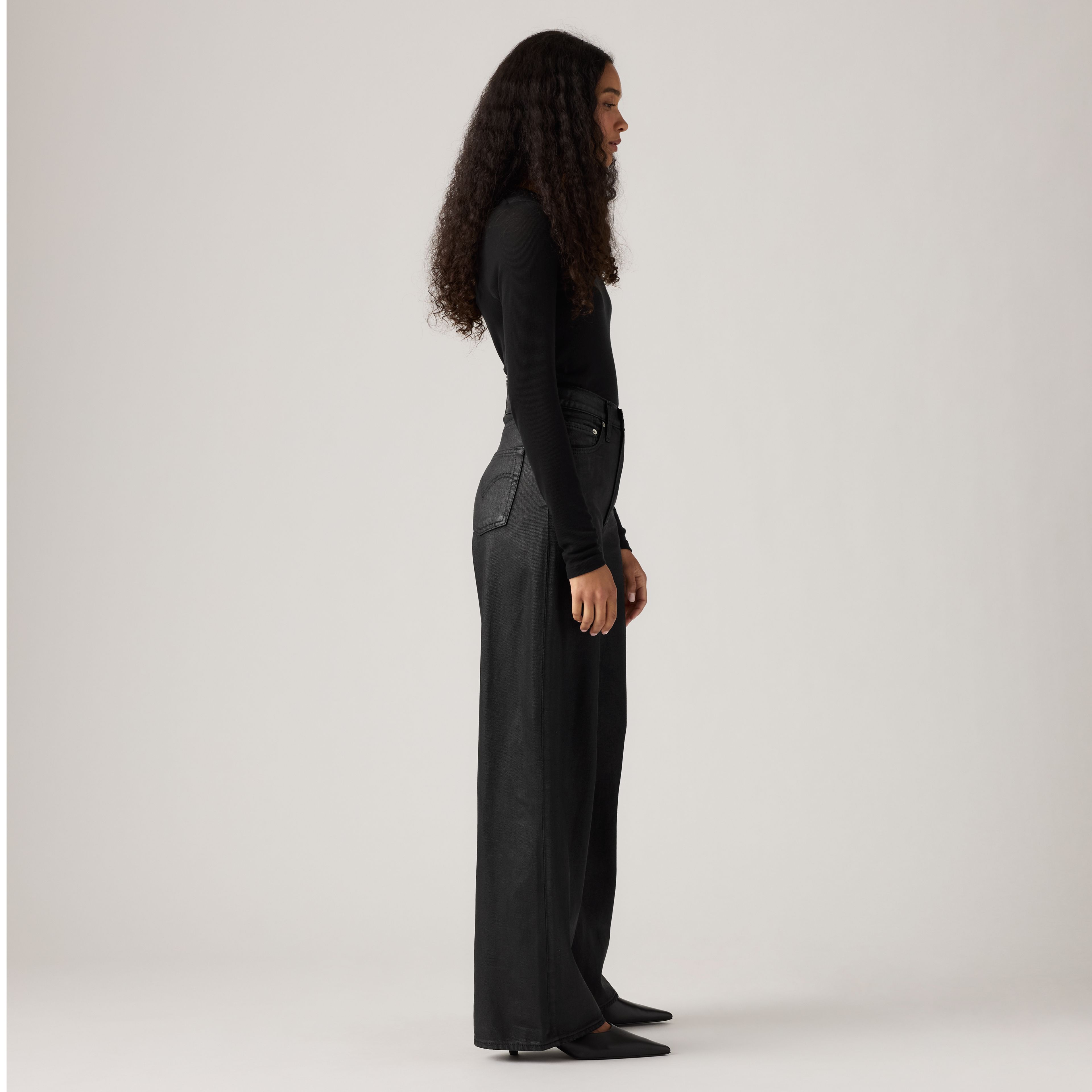 Coated Ribcage Wide Leg Women's Jeans