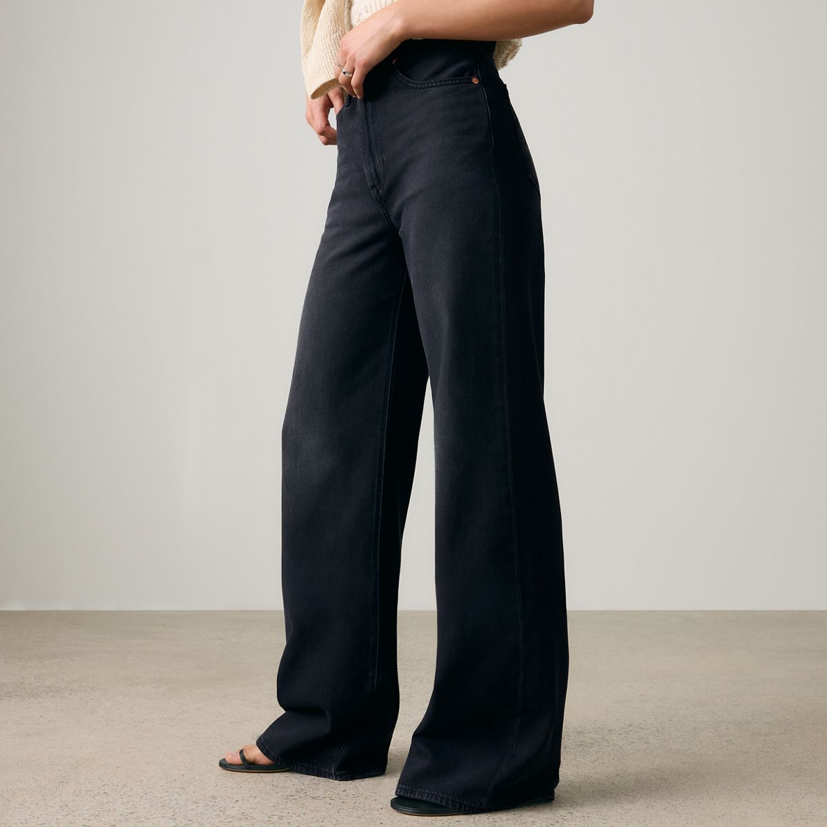 Ribcage Wide-Leg Women's Jeans — None Your Business - Black