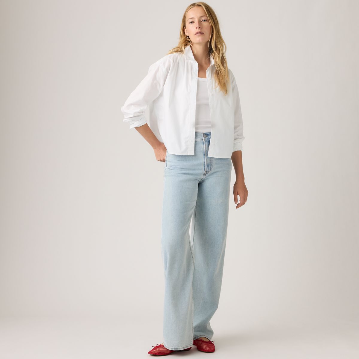 Ribcage Wide-Leg Women's Jeans — Of Course Stone - Light Wash