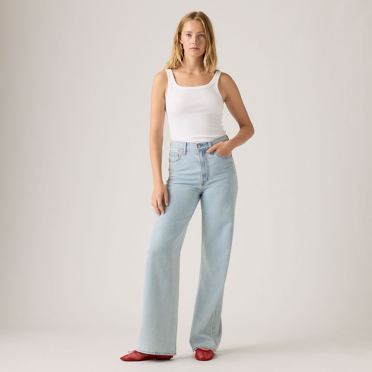 Ribcage Wide-Leg Women's Jeans — Of Course Stone - Light Wash