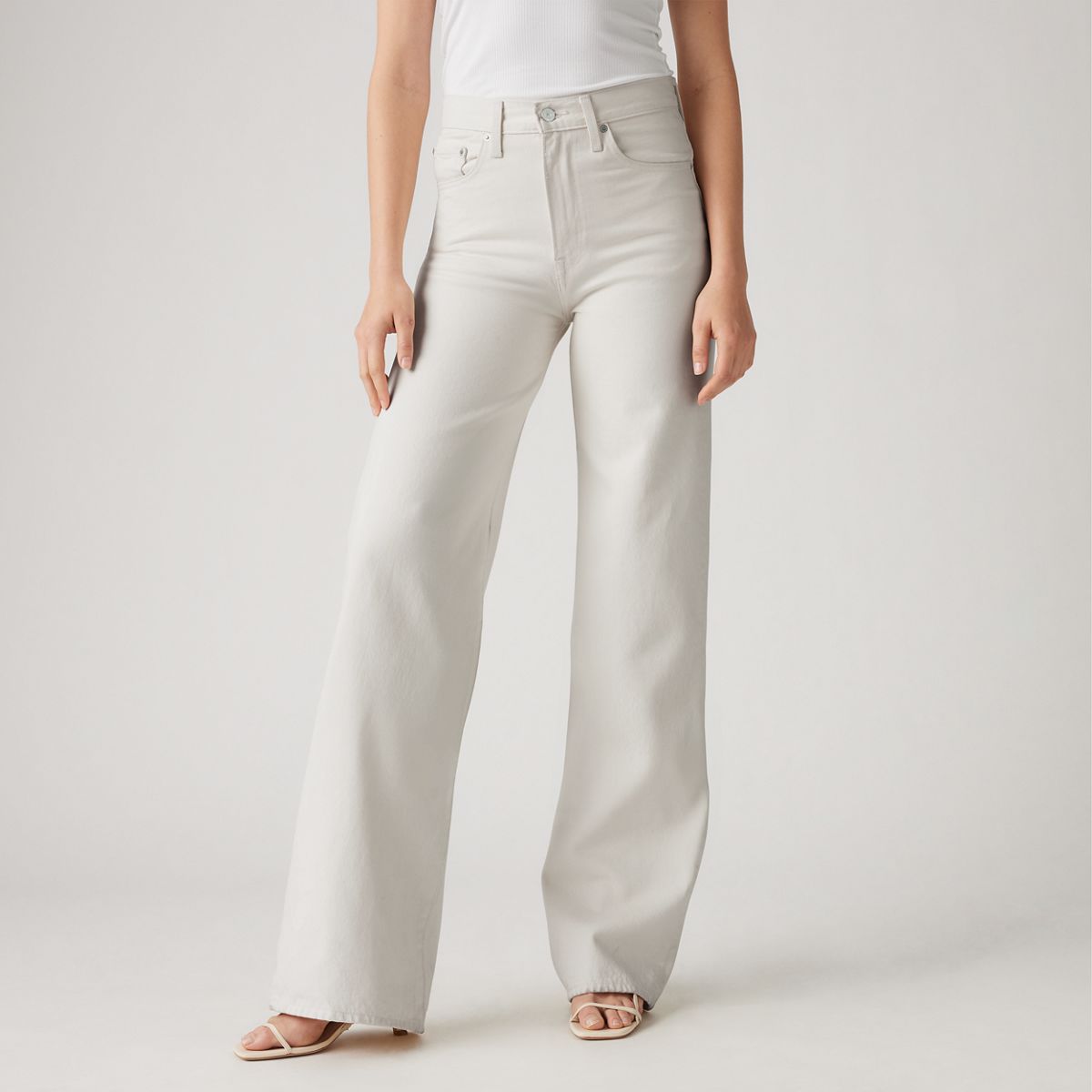 Ribcage Wide-Leg Linen Women's Pants — Crystal Gray - Grey