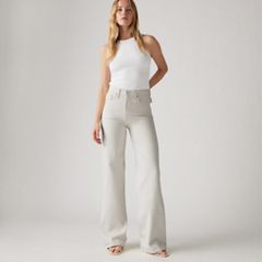 Ribcage Wide-Leg Linen Women's Pants — Crystal Gray - Grey 1