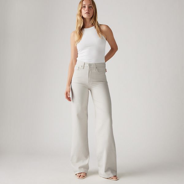 Ribcage Wide-Leg Linen Women's Pants — Crystal Gray - Grey