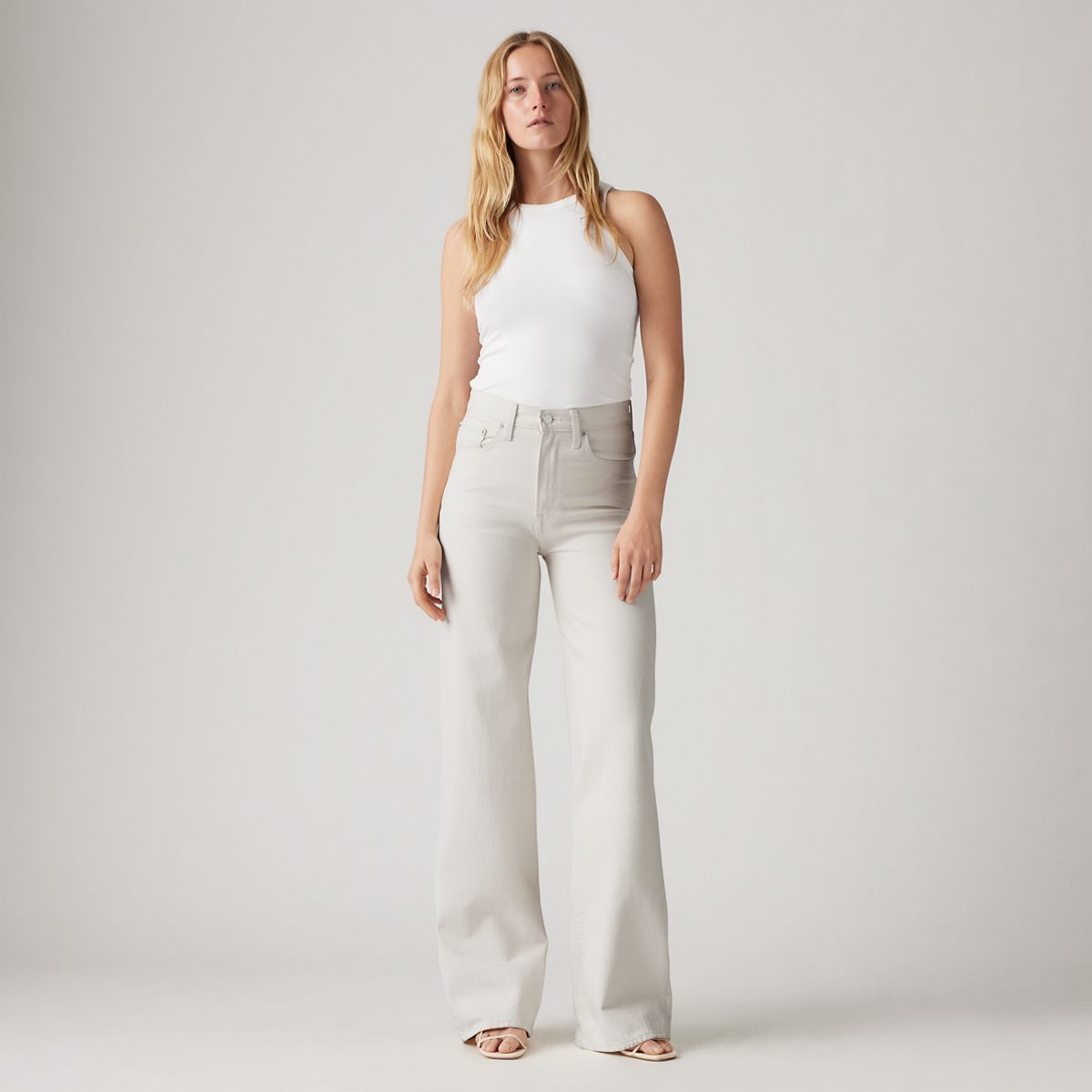 Ribcage Wide-Leg Linen Women's Pants — Crystal Gray - Grey