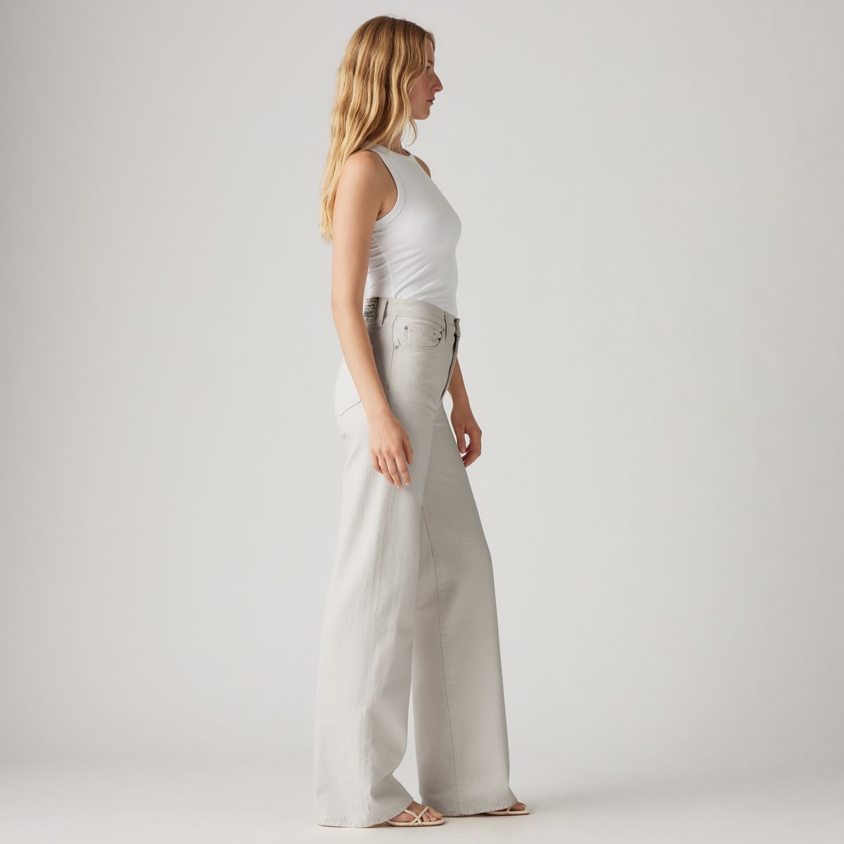 Ribcage Wide-Leg Linen Women's Pants — Crystal Gray - Grey