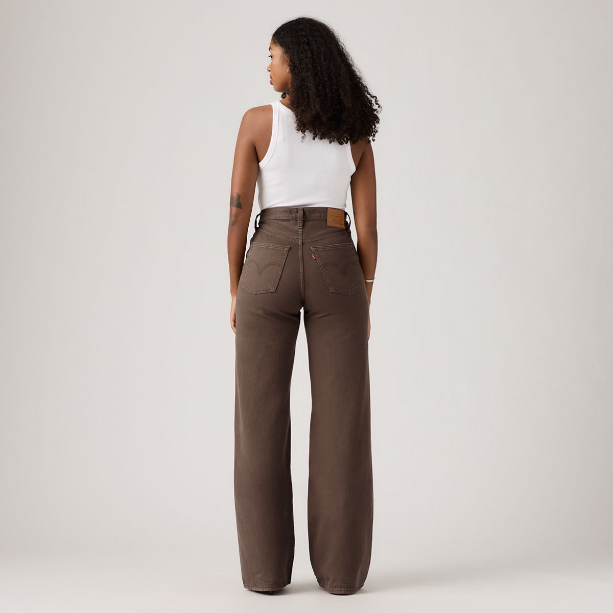Ribcage Wide-Leg Linen Women's Pants — Hot Fudge - Brown
