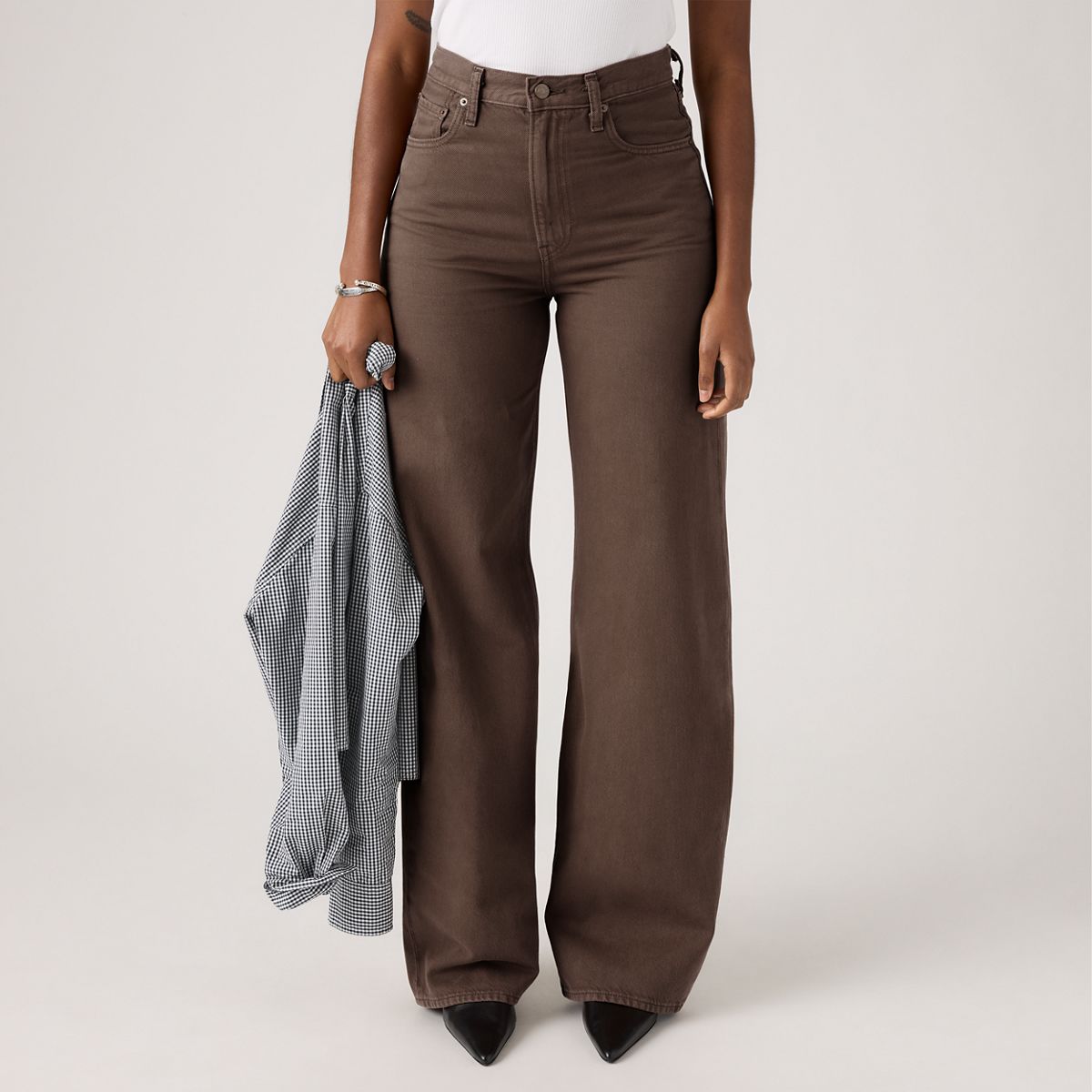 Ribcage Wide-Leg Linen Women's Pants — Hot Fudge - Brown