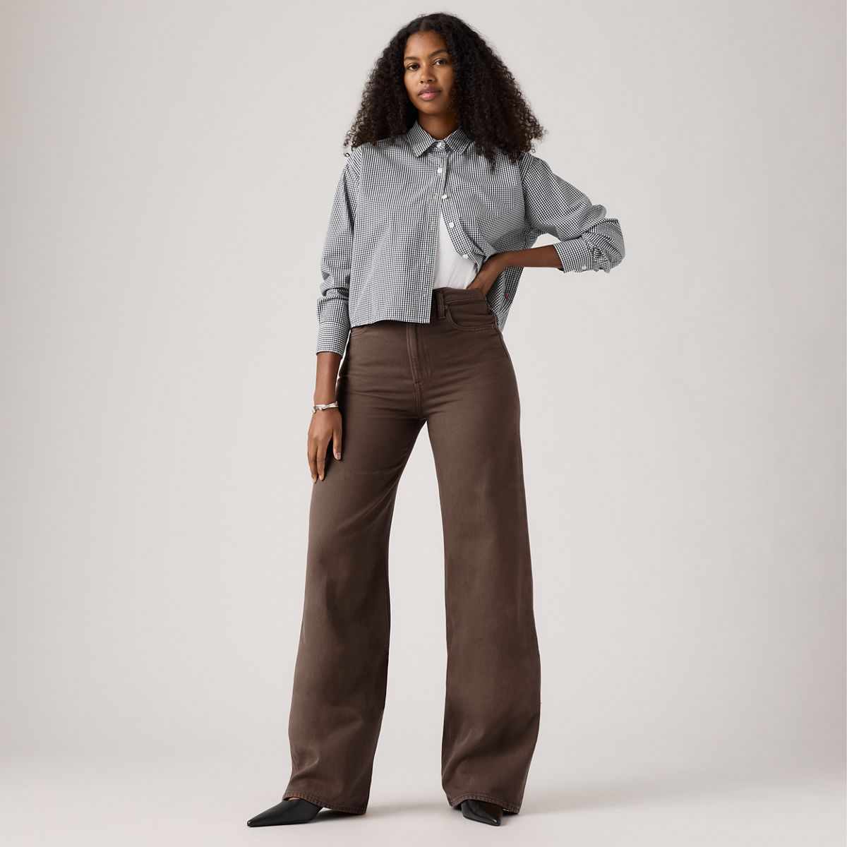 Ribcage Wide-Leg Linen Women's Pants — Hot Fudge - Brown