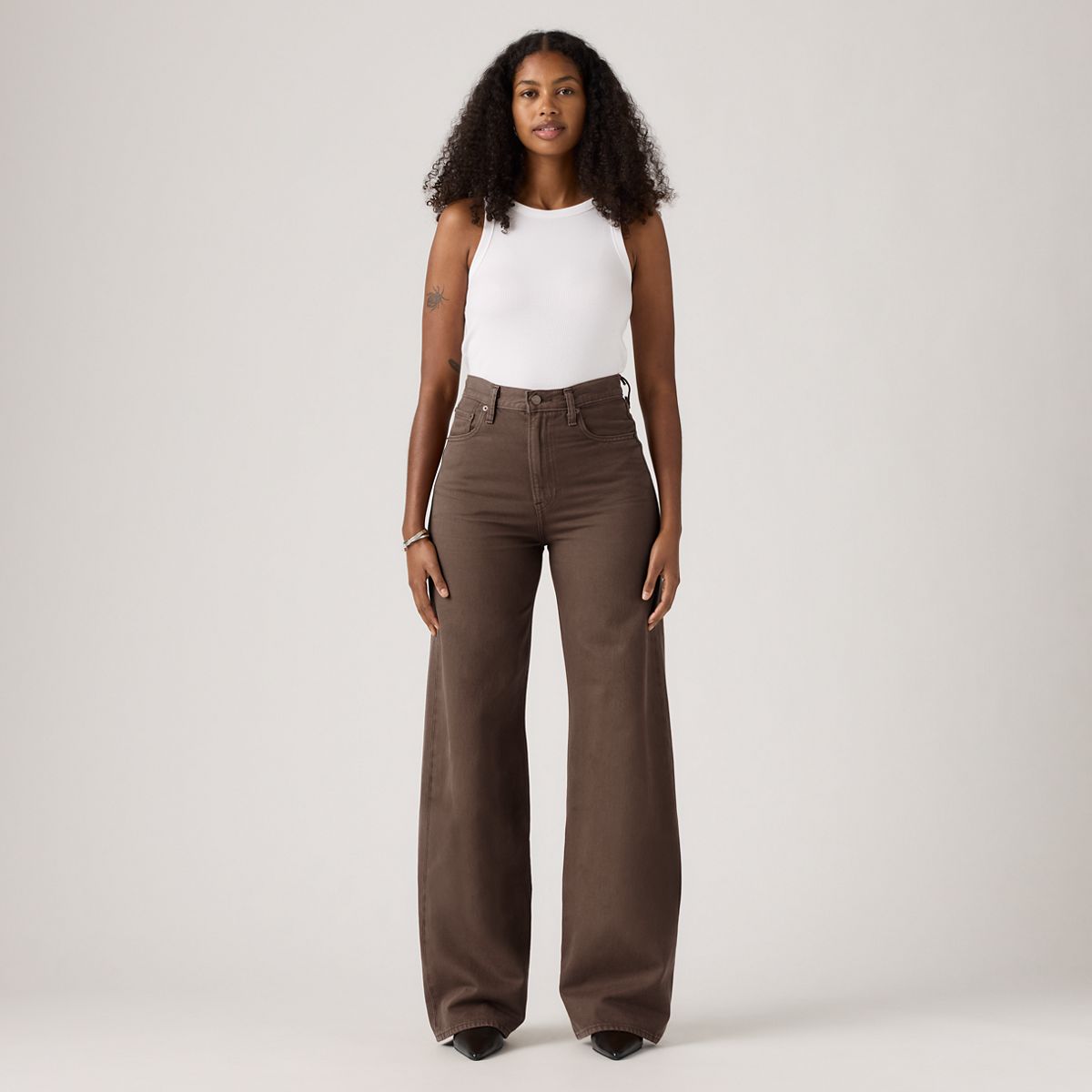 Ribcage Wide-Leg Linen Women's Pants — Hot Fudge - Brown