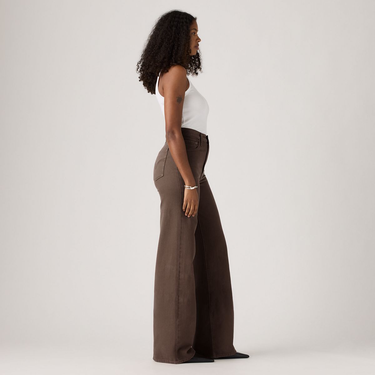 Ribcage Wide-Leg Linen Women's Pants — Hot Fudge - Brown