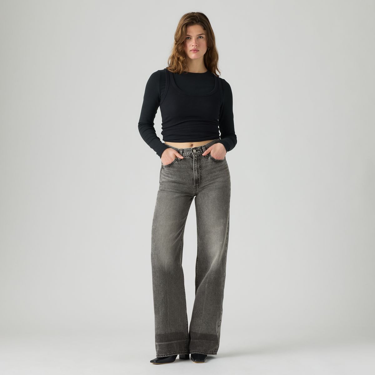 Ribcage Wide-Leg Women's Jeans — You're Excused - Grey