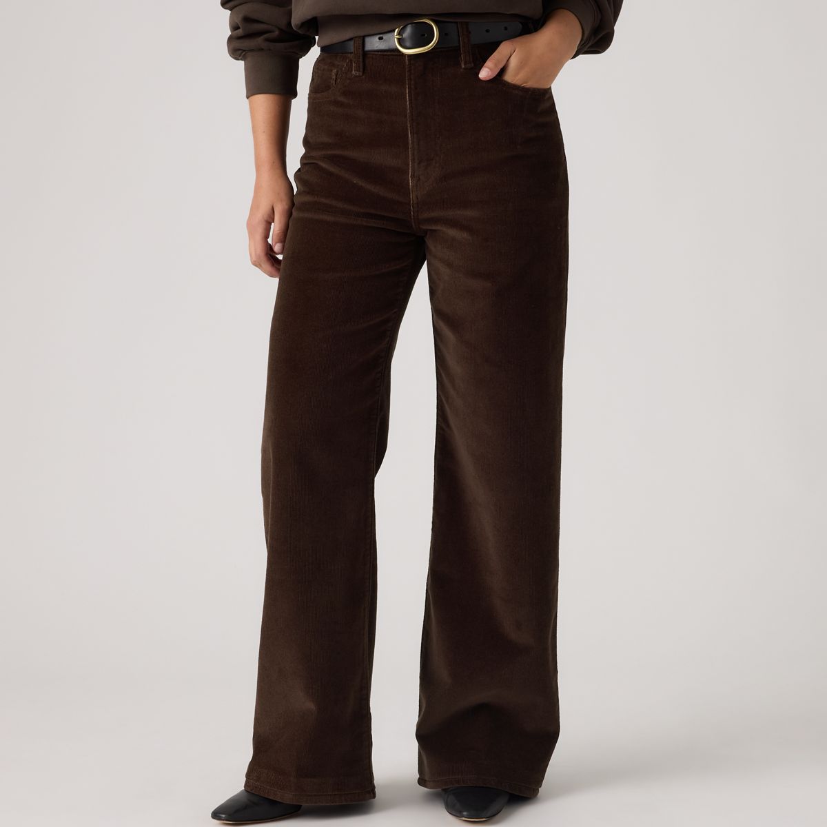 Ribcage Wide-Leg Women's Jeans — Java - Brown