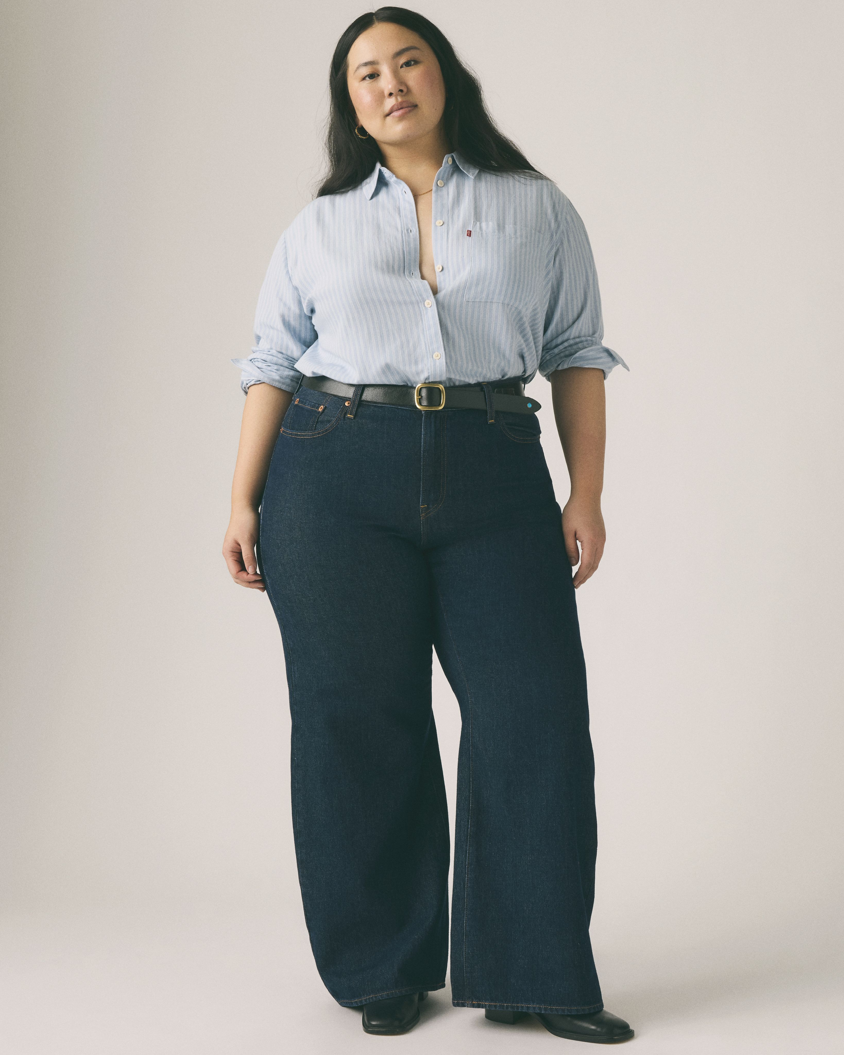 jeans and blue button down