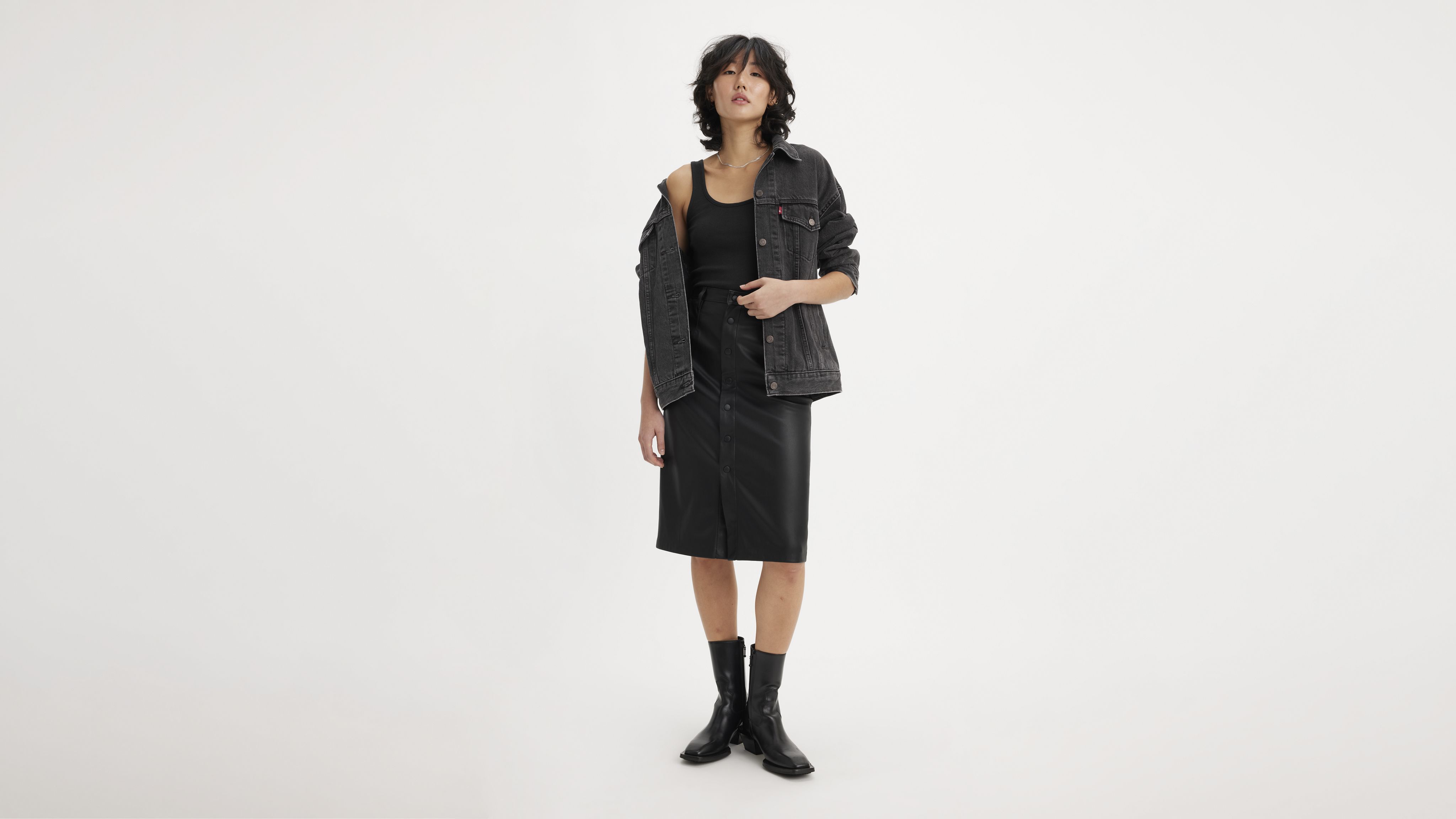 Faux Leather Icon Pencil Skirt 1