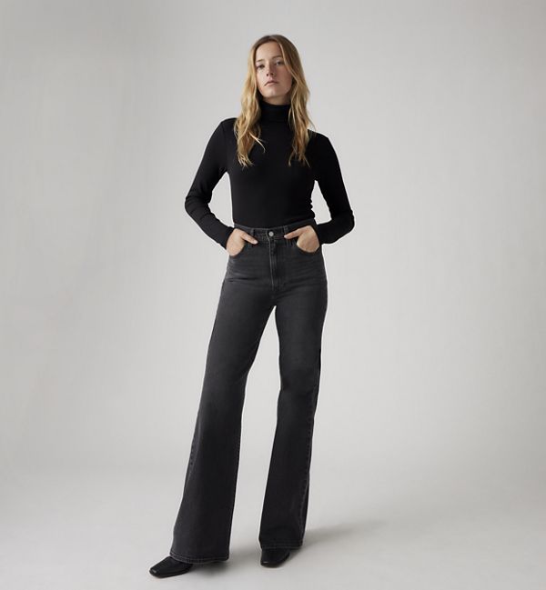 Ribcage Bell Women's Jeans — On The Town - Black