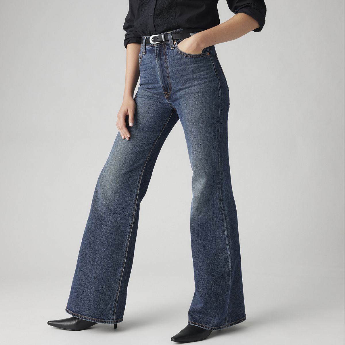 Ribcage Bell Women's Jeans — Romantic Story - Dark Wash