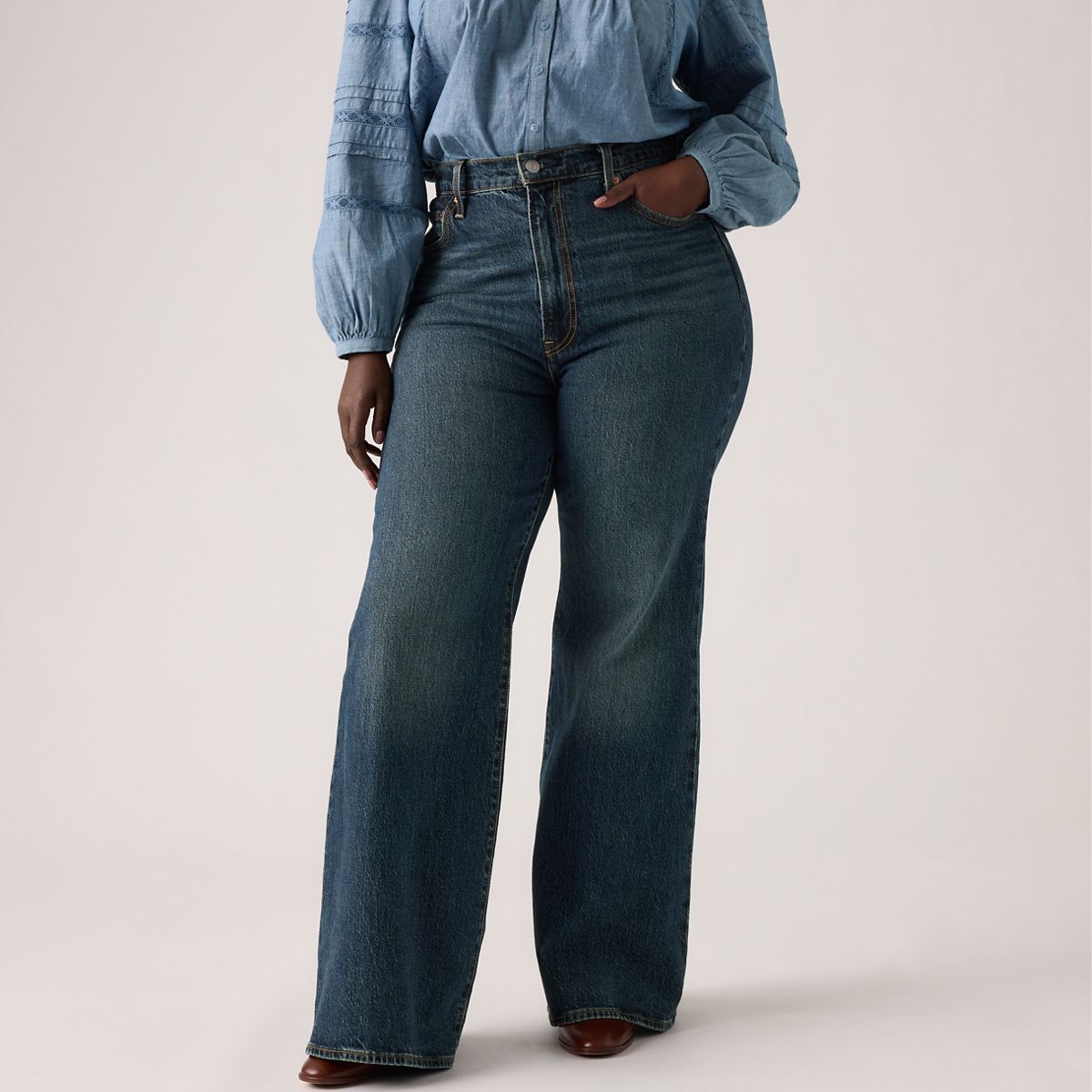 Ribcage Bell Women's Jeans — Romantic Story - Dark Wash