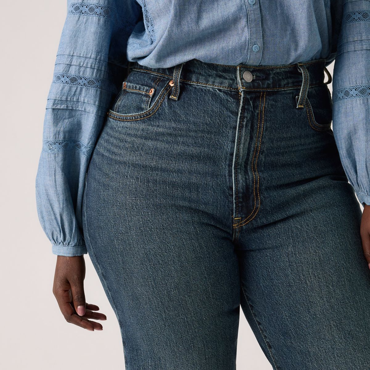 Ribcage Bell Women's Jeans — Romantic Story - Dark Wash