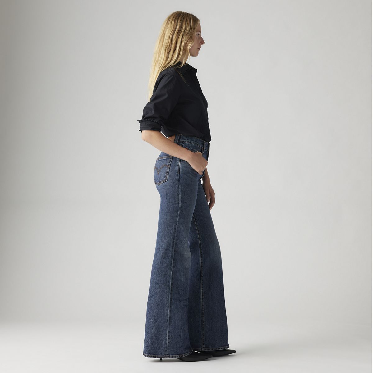 Ribcage Bell Women's Jeans — Romantic Story - Dark Wash