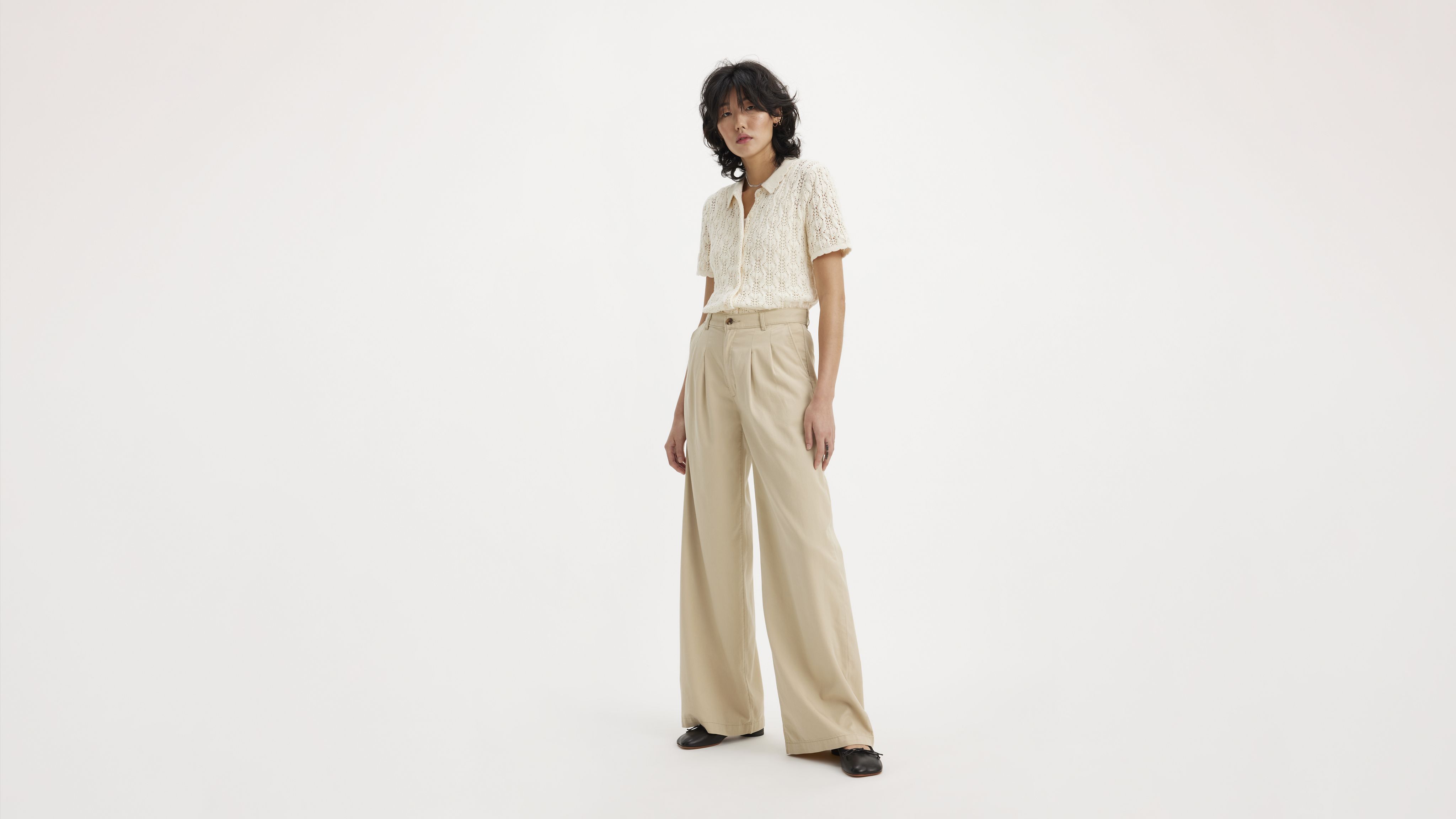 Pleated Wide Leg Trousers 1
