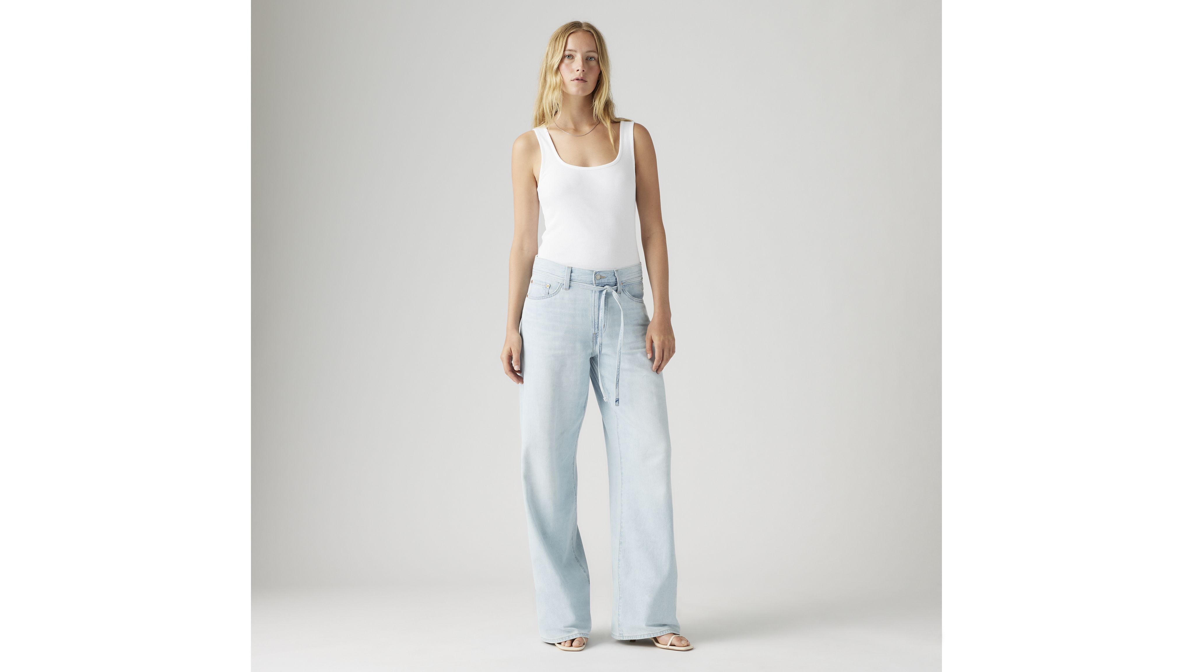 XL Baggy Straight Linen+ Denim Women's Jeans 14