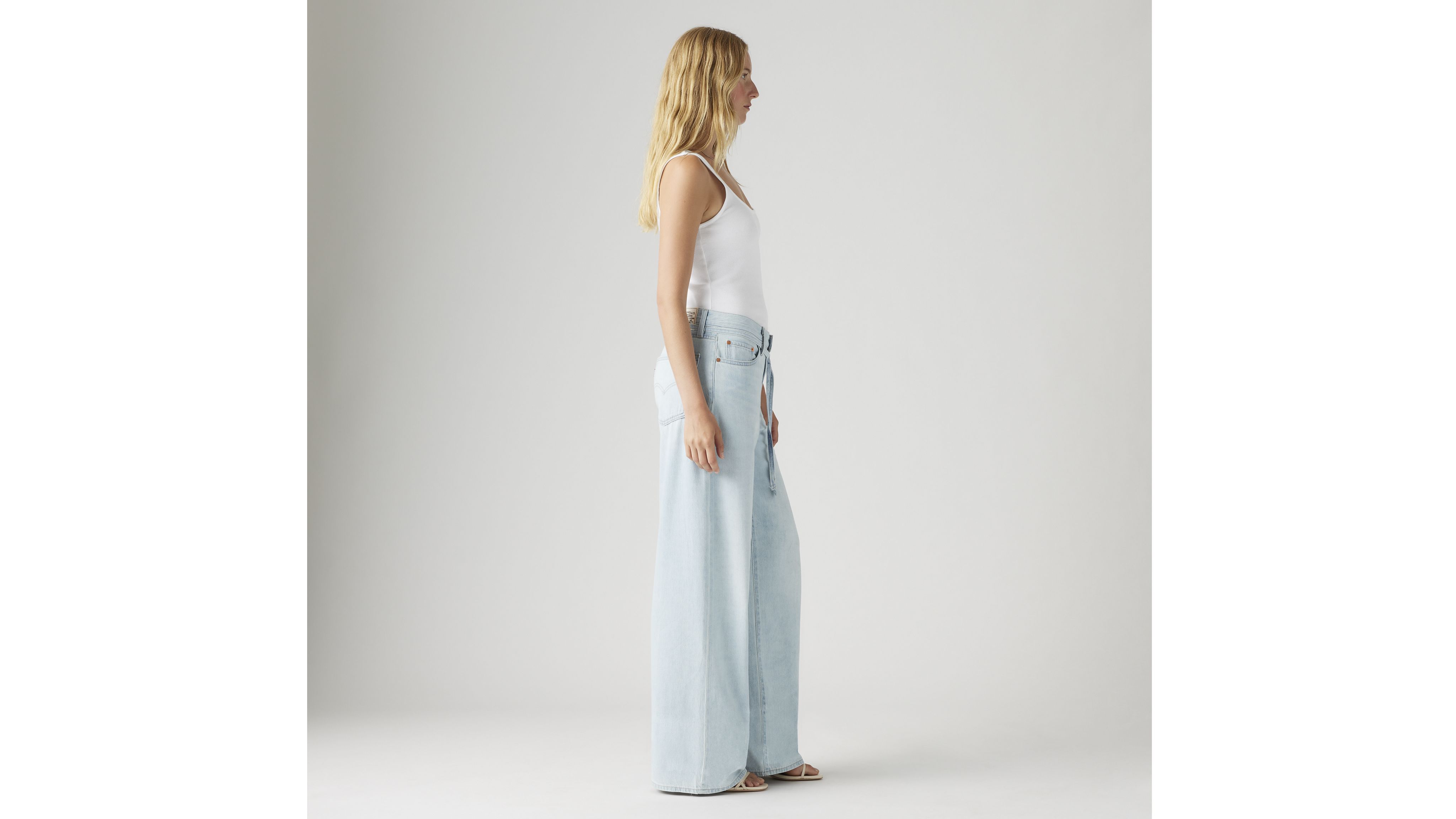 XL Baggy Straight Linen+ Denim Women's Jeans 4