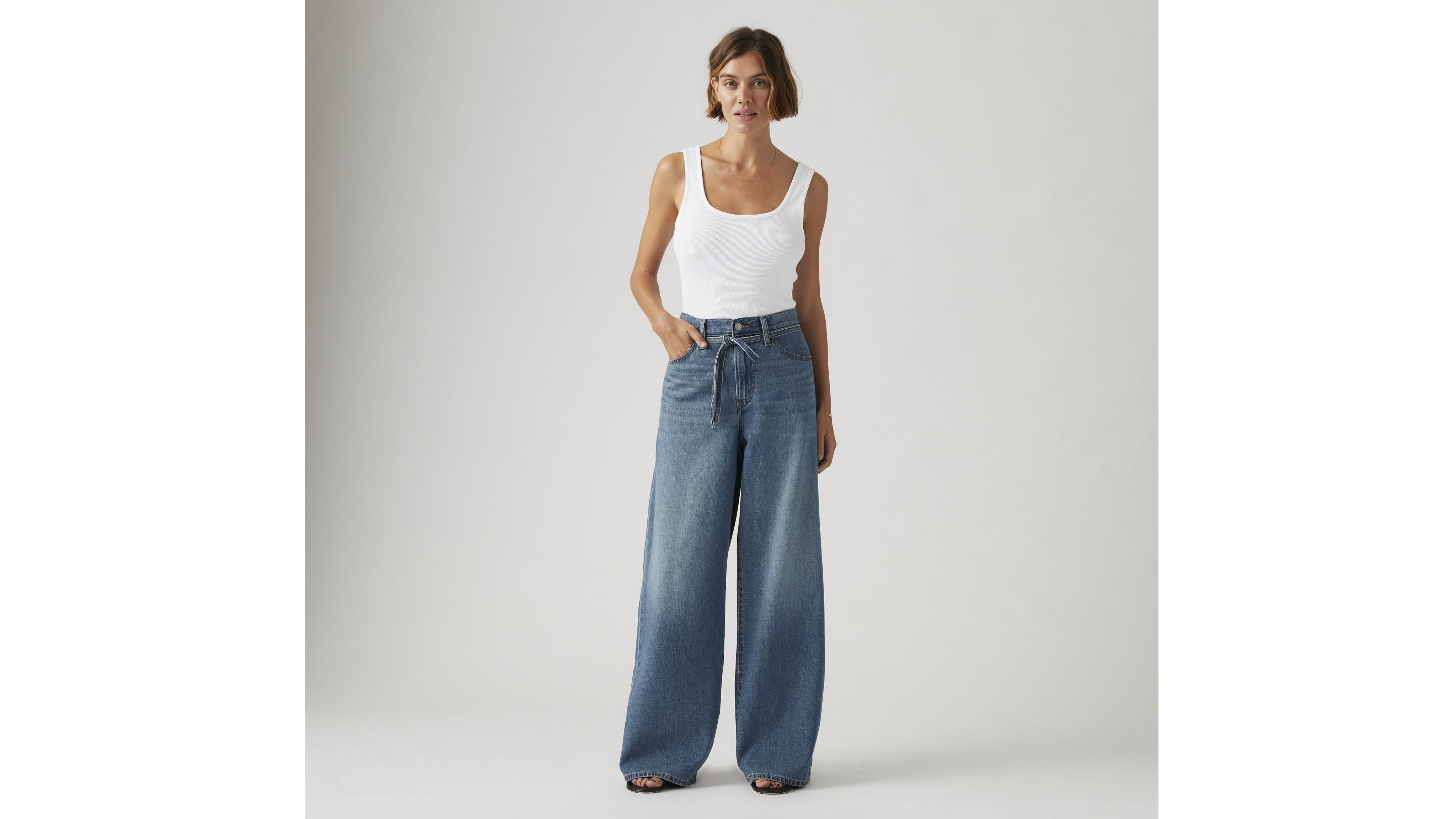 XL Baggy Straight Linen+ Denim Women's Jeans 6