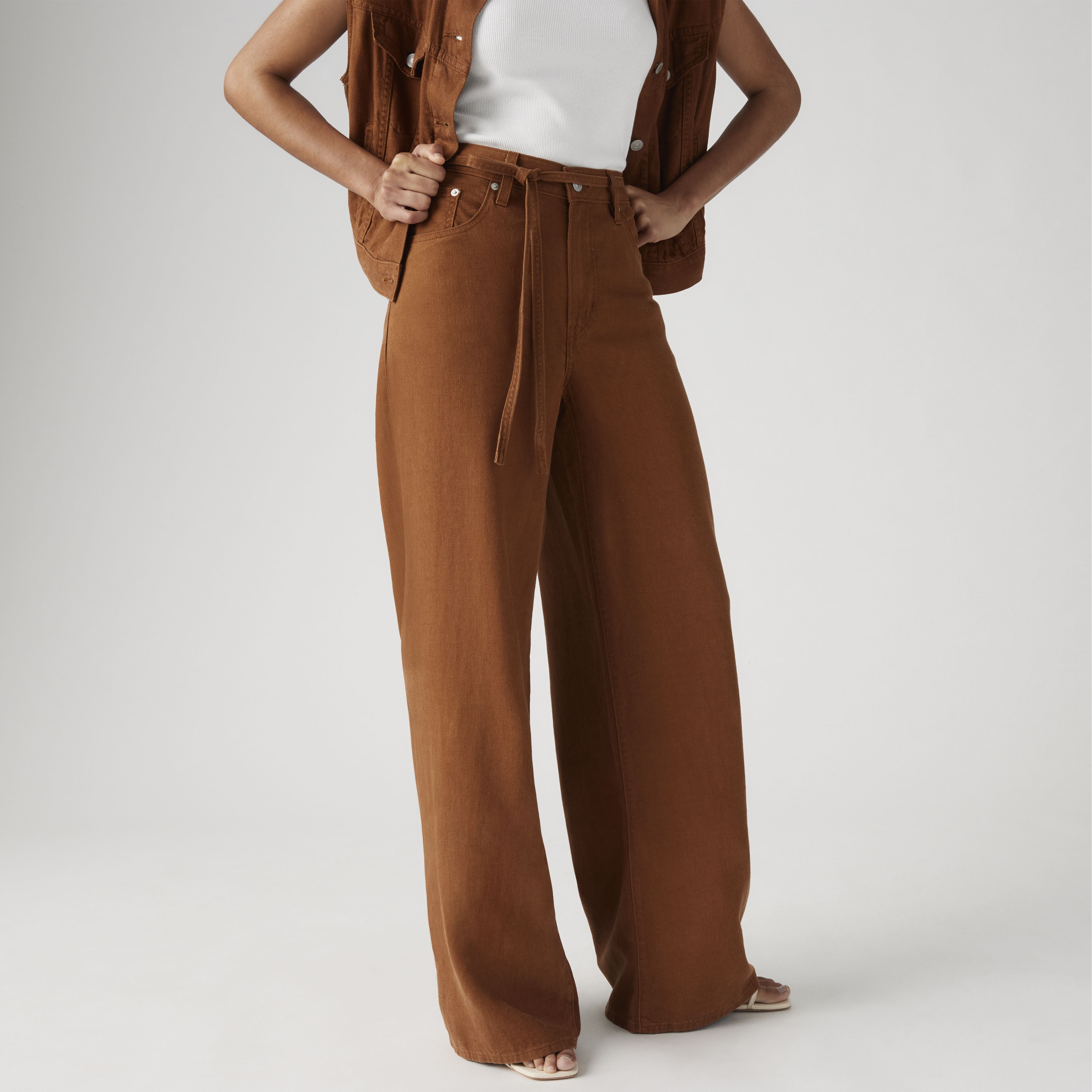 XL Baggy Straight Linen Blend Women's Pants 2