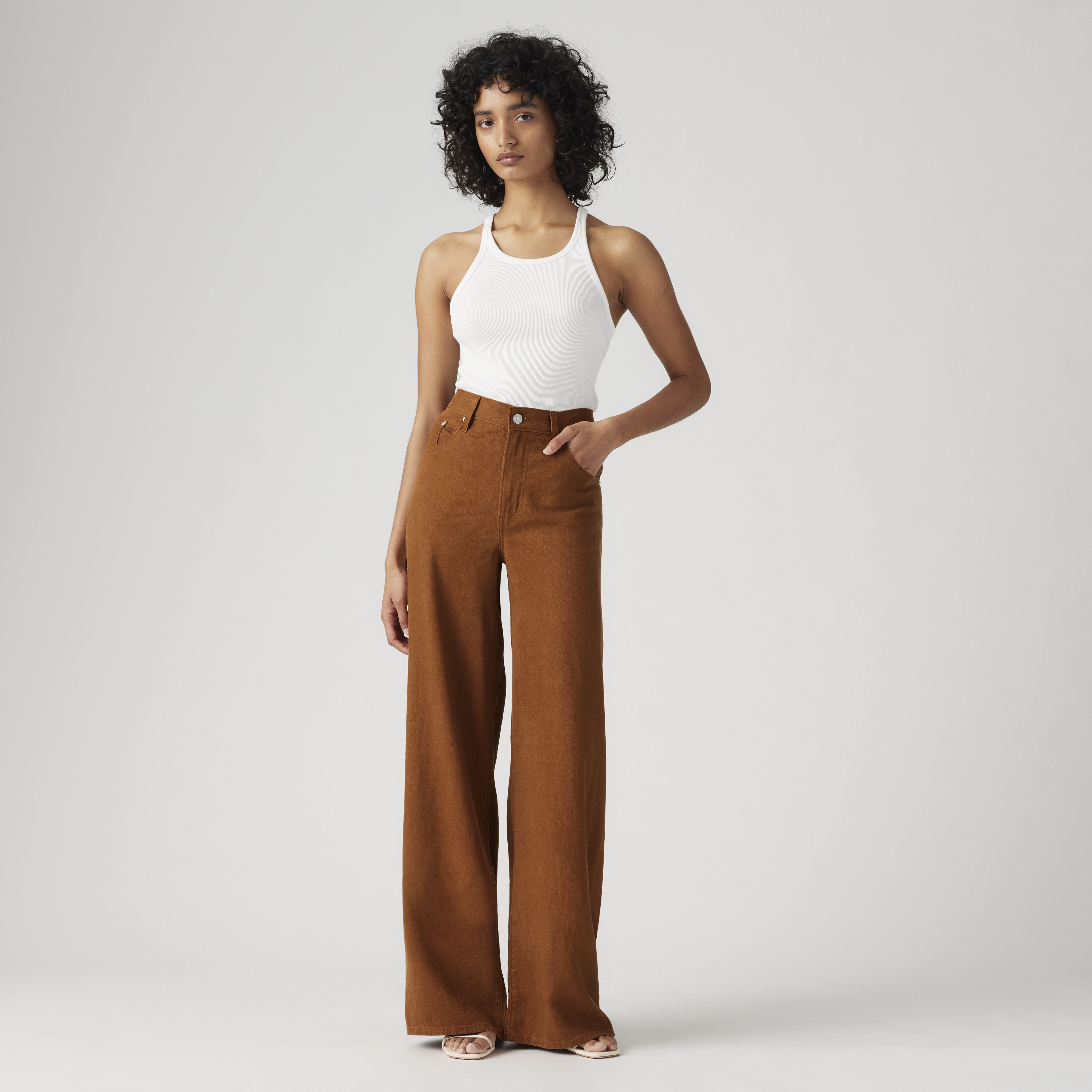 XL Baggy Straight Linen Blend Women's Pants 5