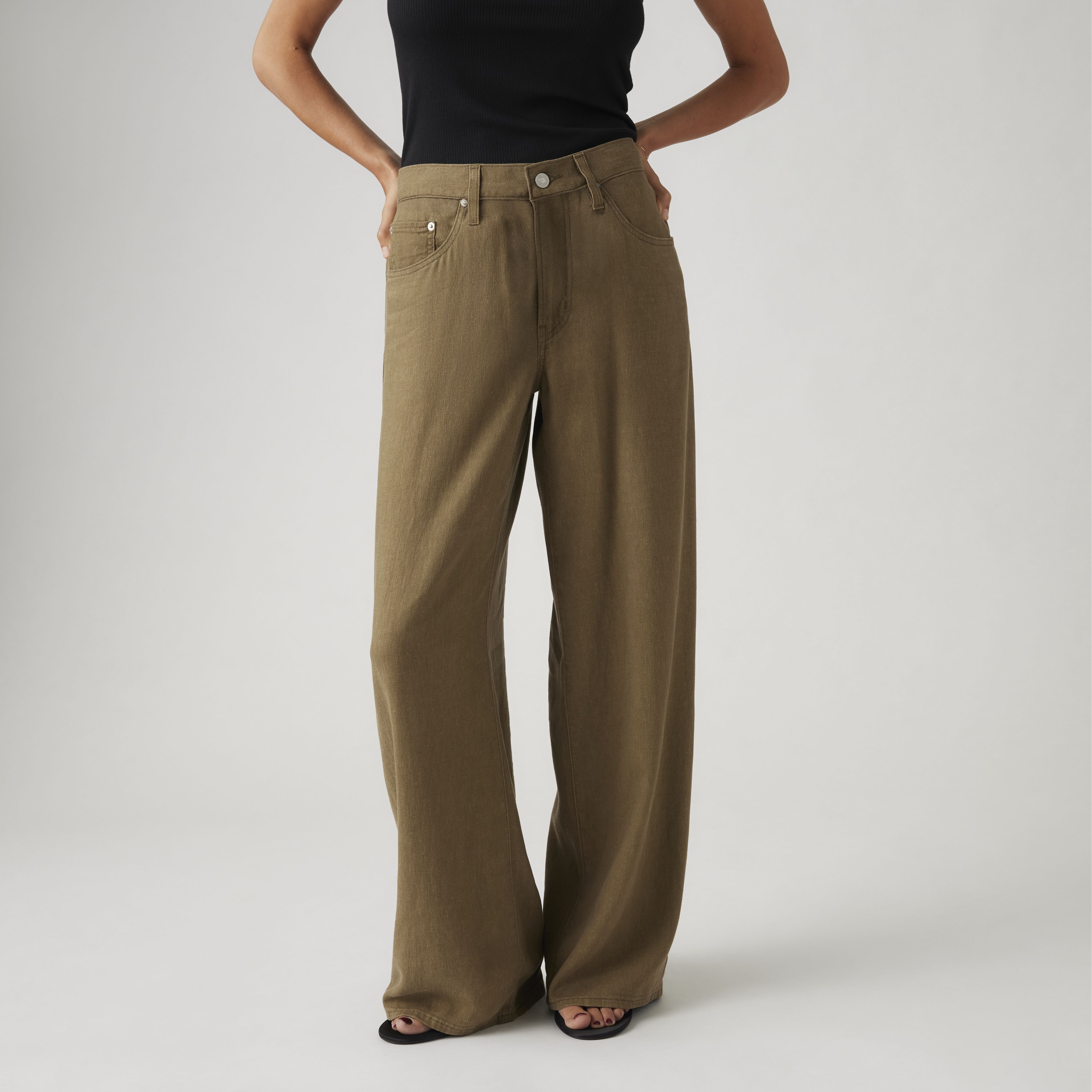XL Baggy Straight Linen Blend Women's Pants 2