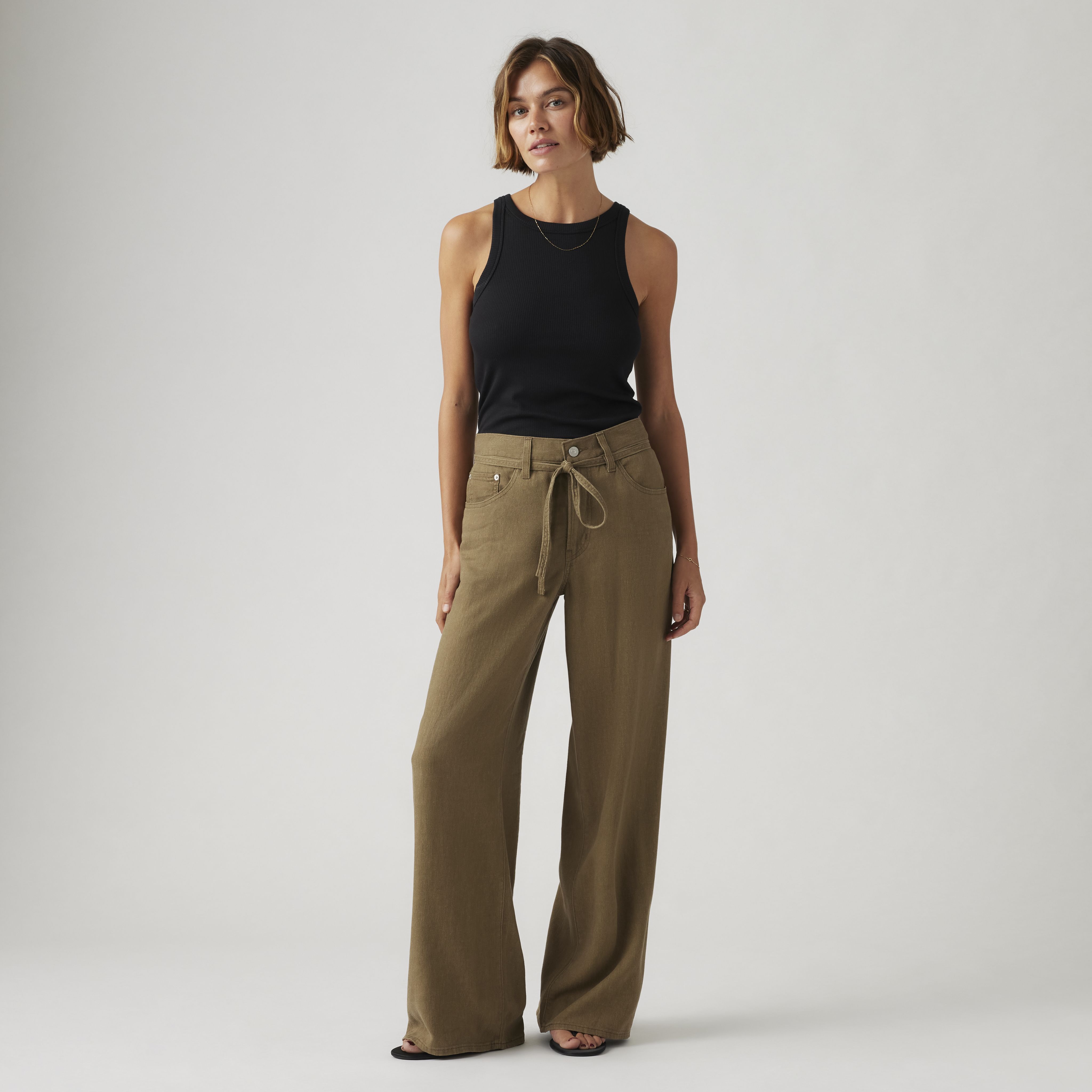 XL Baggy Straight Linen Blend Women's Pants 1