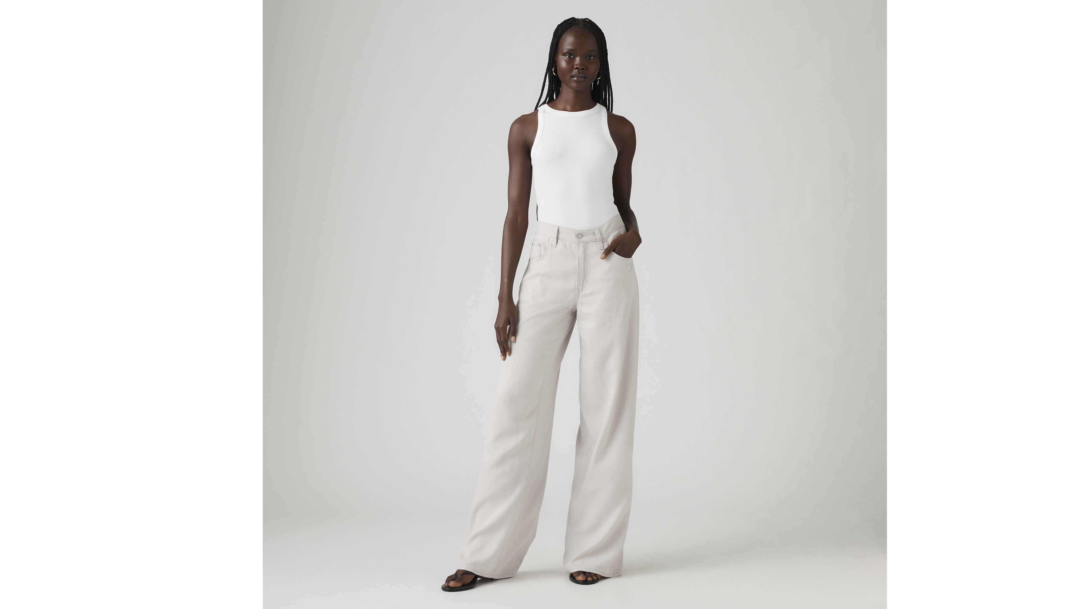 XL Baggy Straight Linen Blend Women's Pants 8