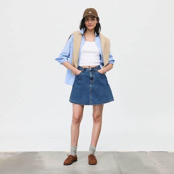 Mini Flounce Skirt — Night Market - Dark Wash