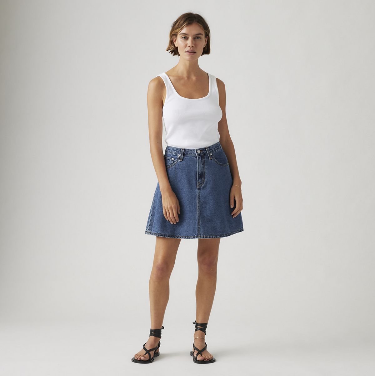 Mini Flounce Skirt — Night Market - Dark Wash