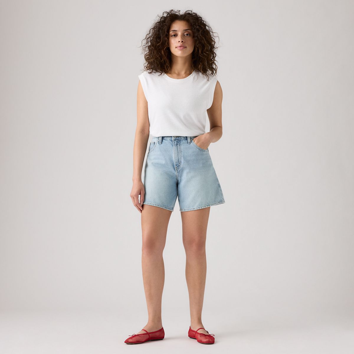 High Rise Baggy Women's Shorts — Far and Wide - Medium Wash