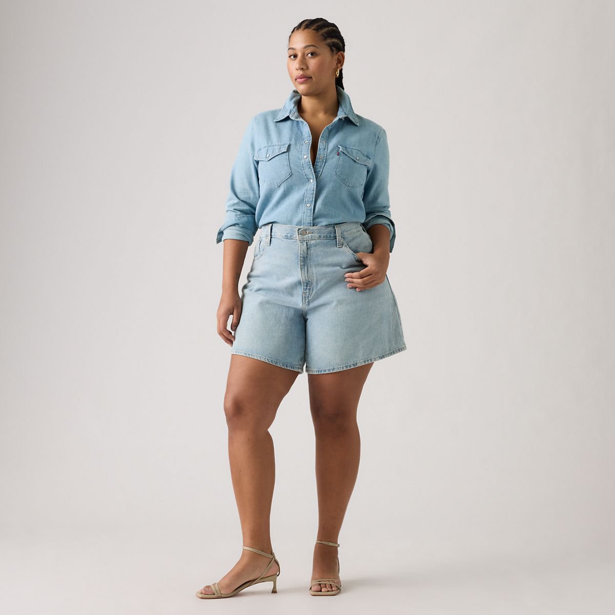High Rise Baggy Women's Shorts — Far and Wide - Medium Wash