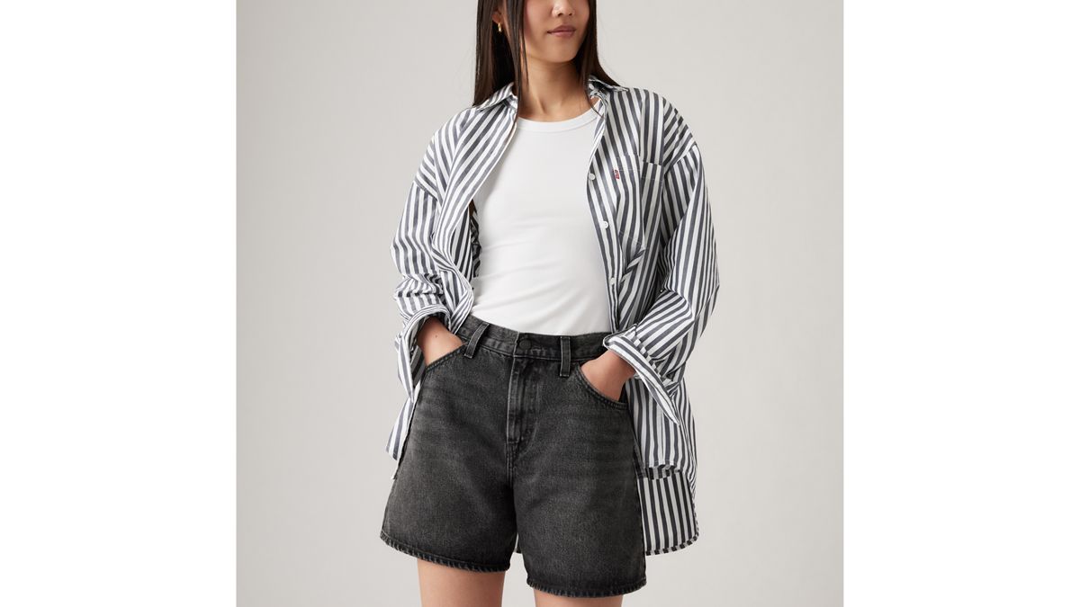 High Rise Baggy Women's Shorts — My Phone - Black