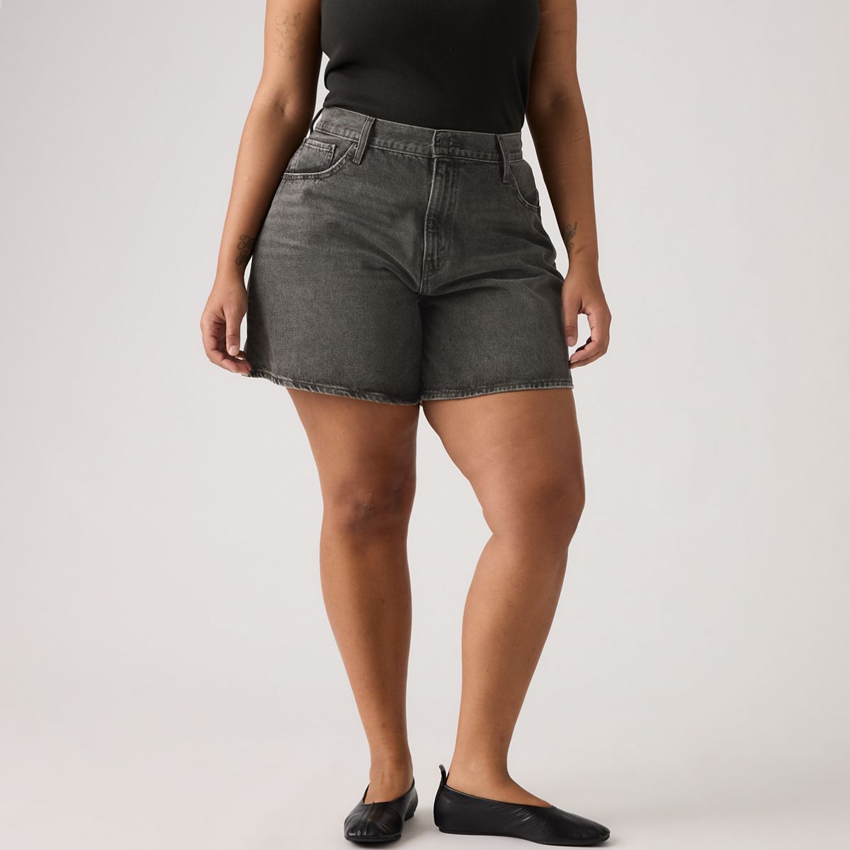 High Rise Baggy Women's Shorts — My Phone - Black