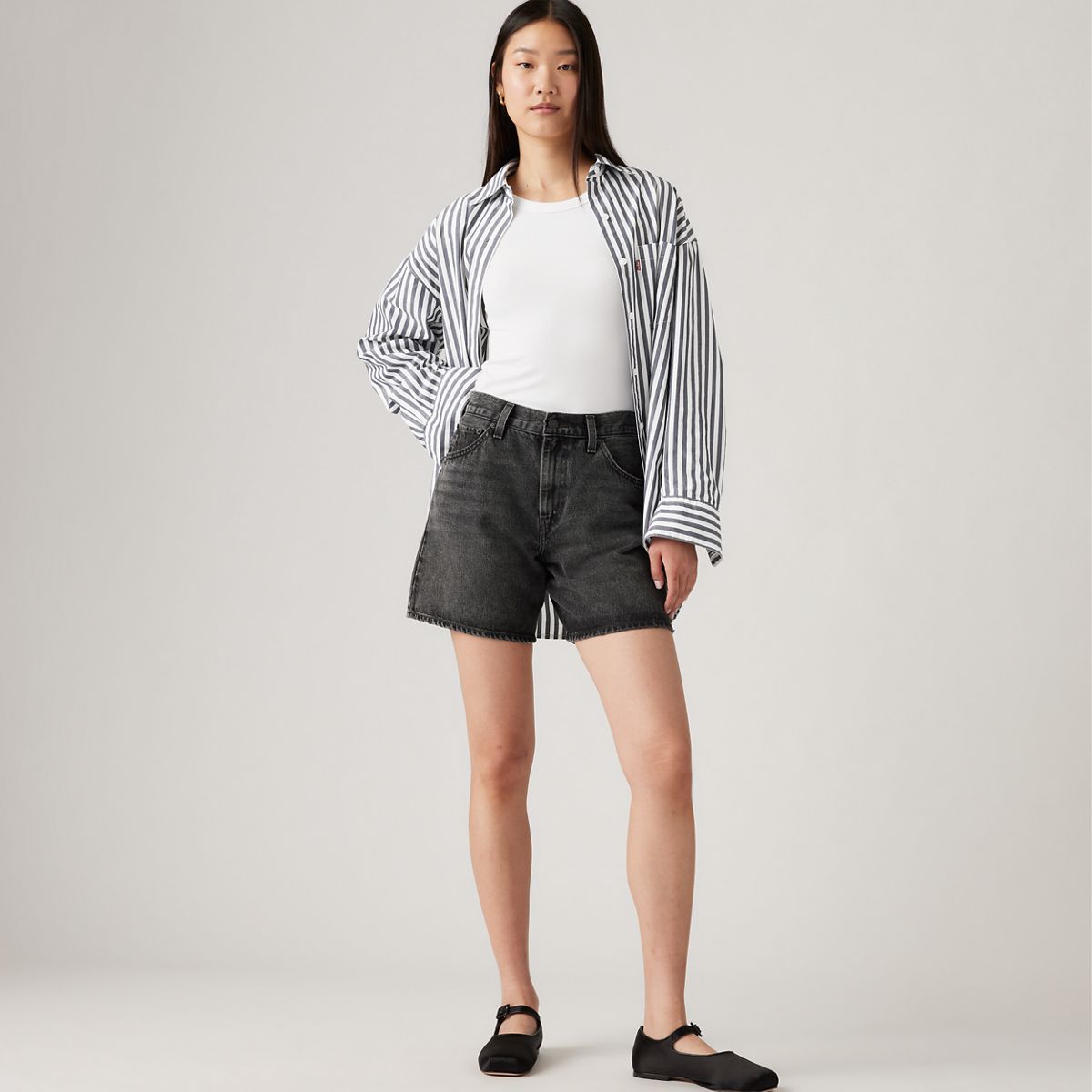 High Rise Baggy Women's Shorts — My Phone - Black